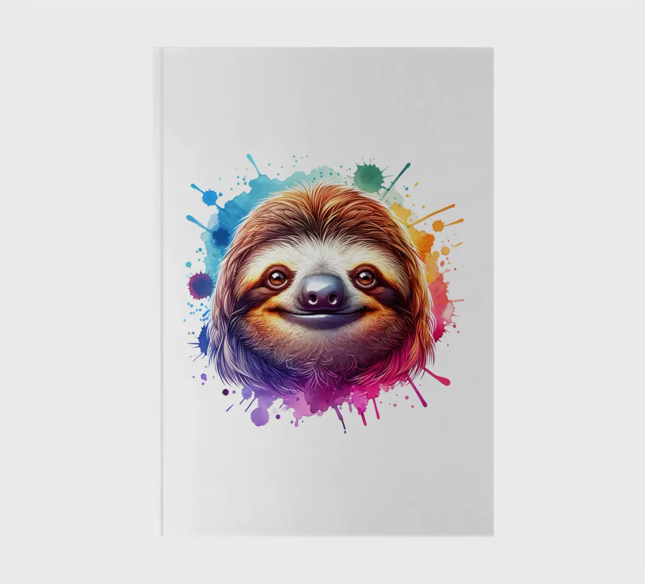 Sloth face with watercolour design notebook by SlothStella