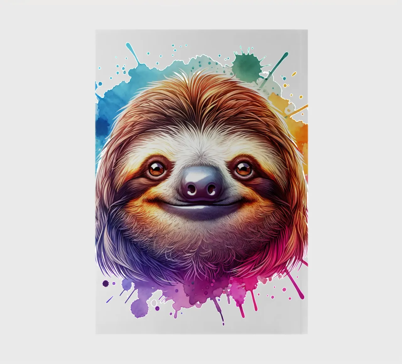 Sloth face with watercolour design notebook by SlothStella