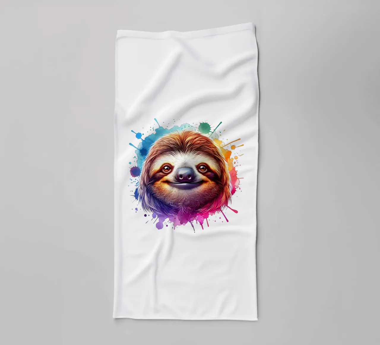 Sloth face with watercolour design towel by SlothStella