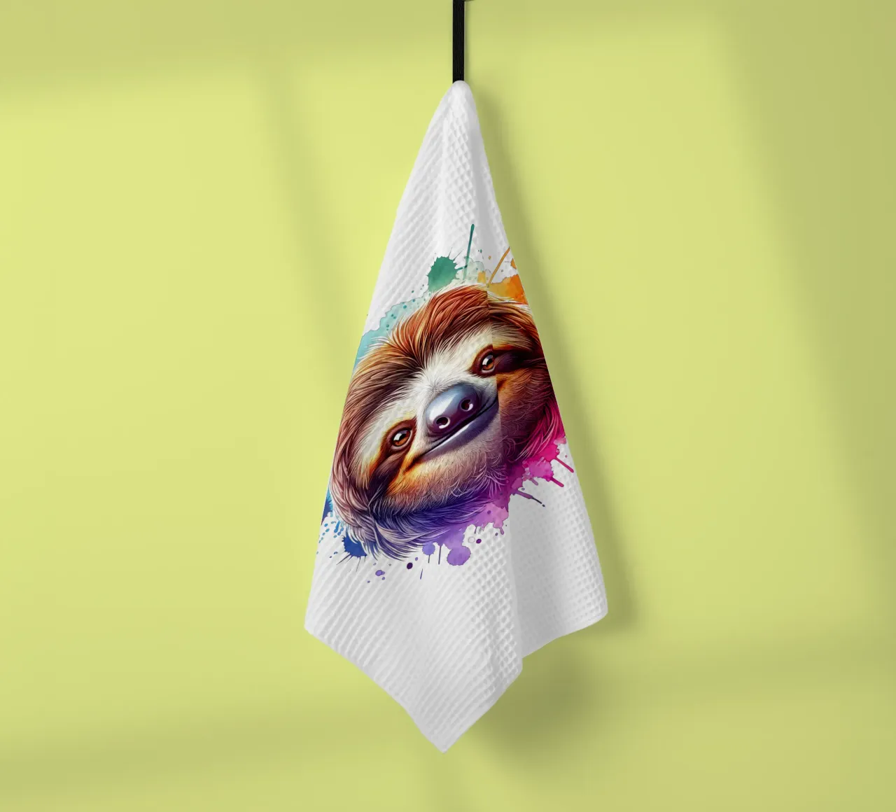 Cara de perezoso con diseño de acuarela paño de cocina de SlothStella