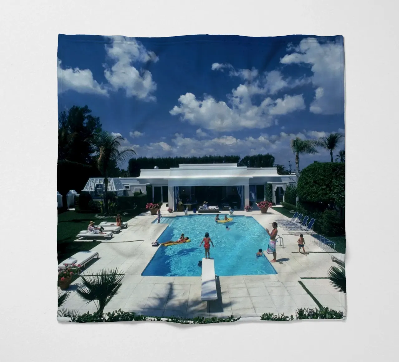 Pool In Palm Beach fleece blanket by Popo Photograph
