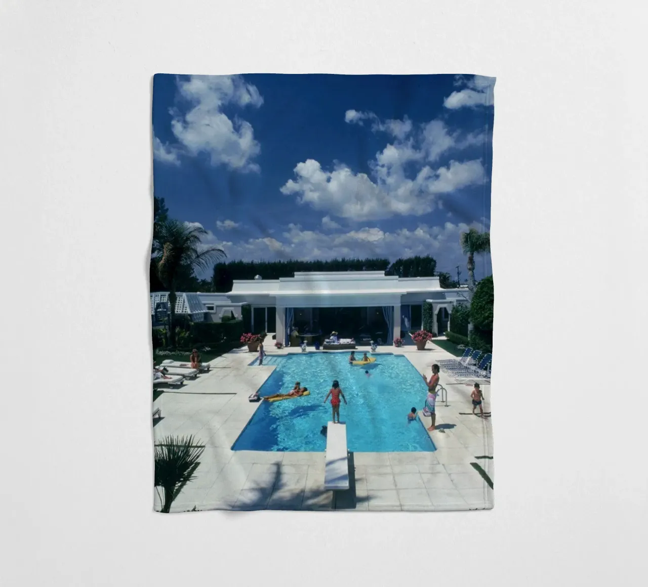 Pool In Palm Beach fleece blanket by Popo Photograph