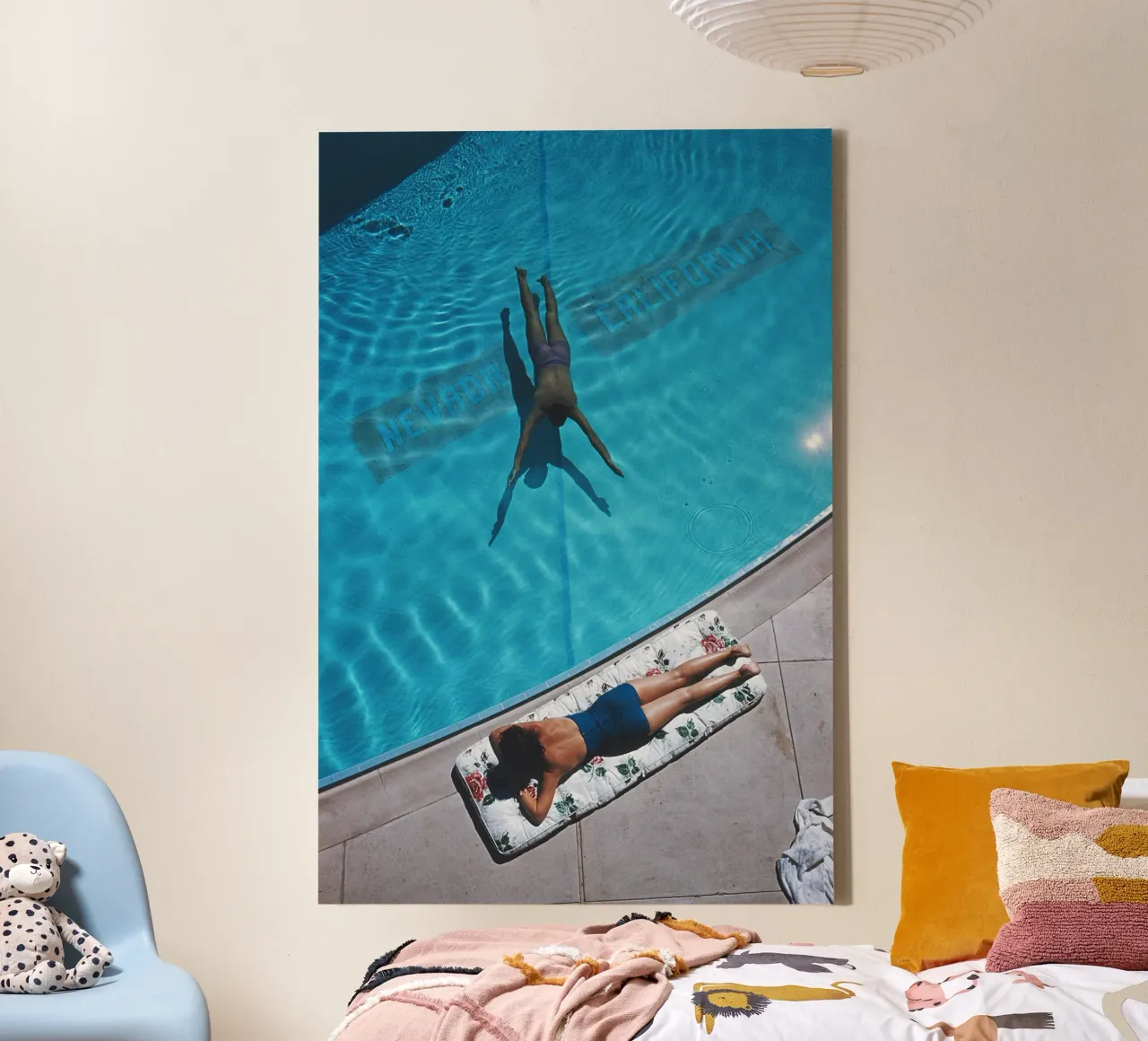 Zwemmen bij Lake Tahoe canvas met Baklijst van Popo Photograph