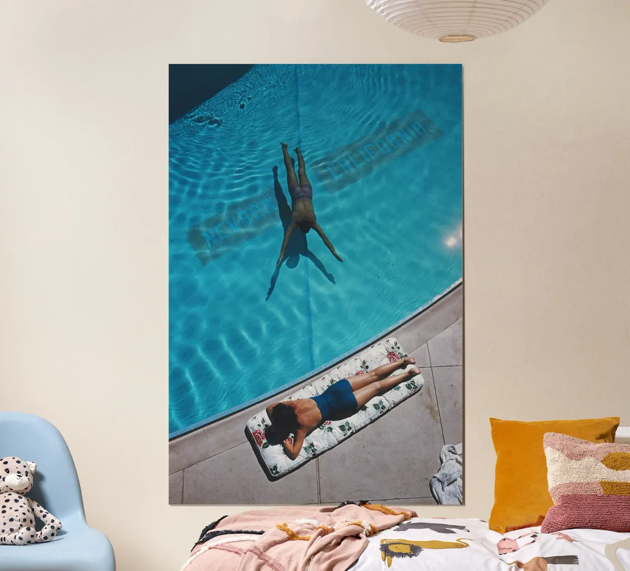 Nuotare al lago Tahoe poster con telaio in legno da Popo Photograph
