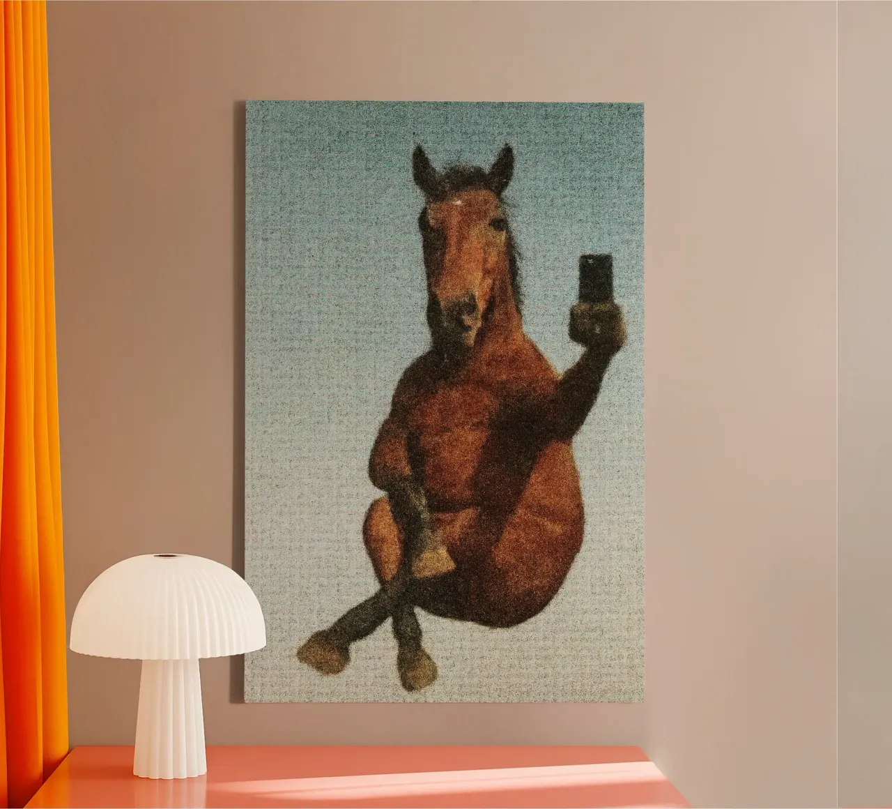 Caballo selfie lienzo con Marco flotante de Art Center