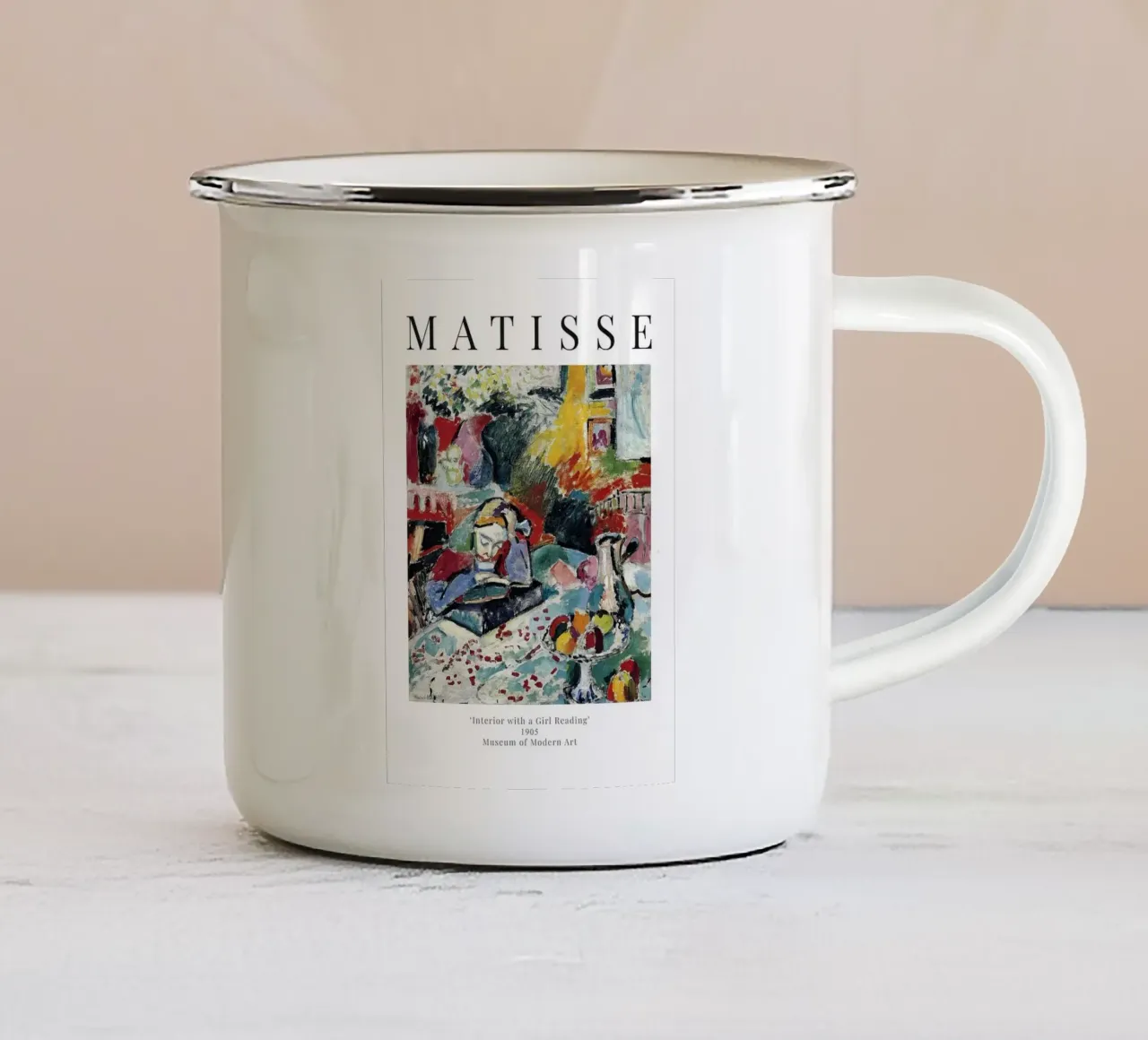 Henri Matisse - Interno con ragazza che legge tazza in smalto da Perdana shop