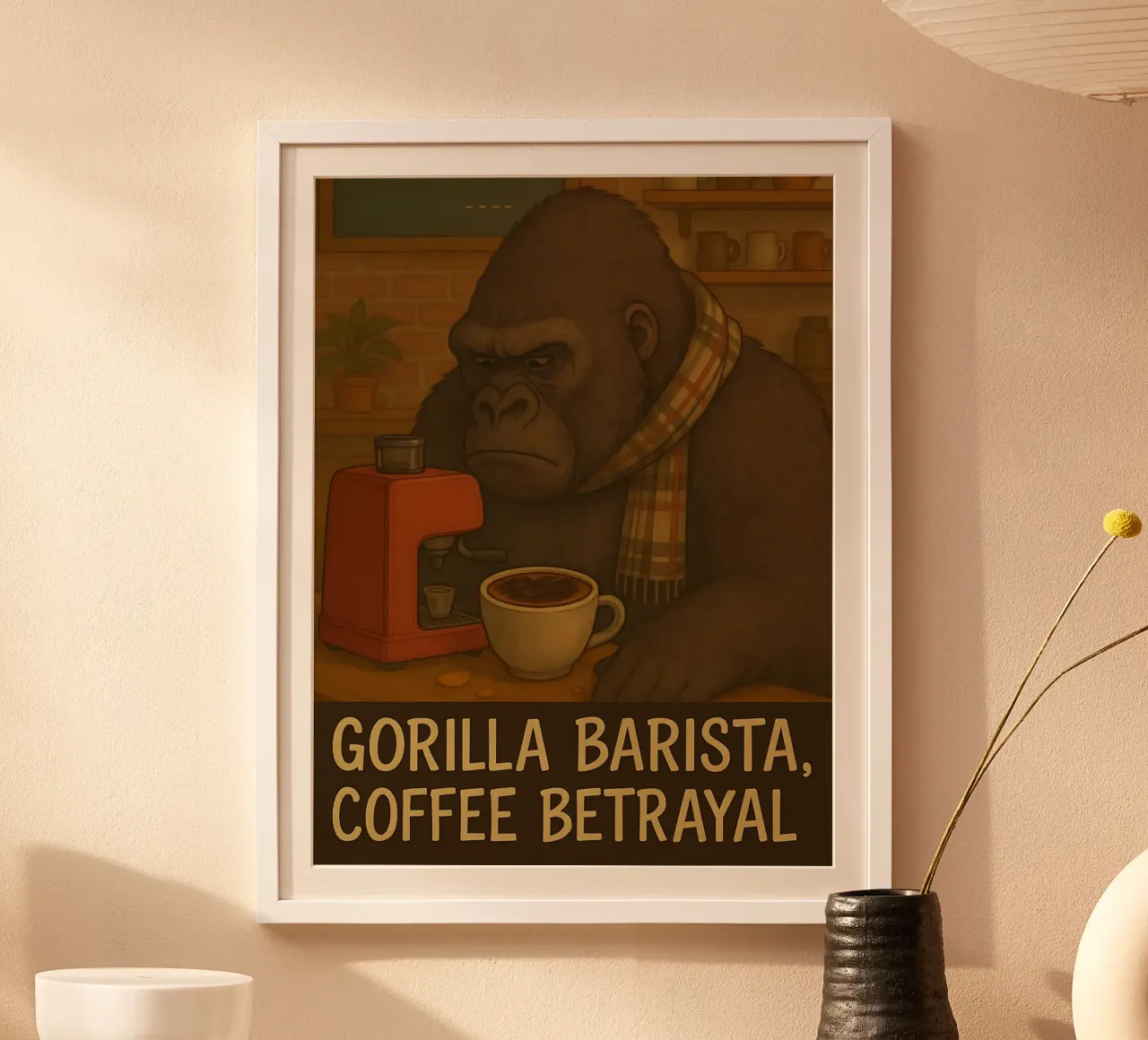 Funny Gorilla Meme poster con telaio in legno da Funny Humor Art