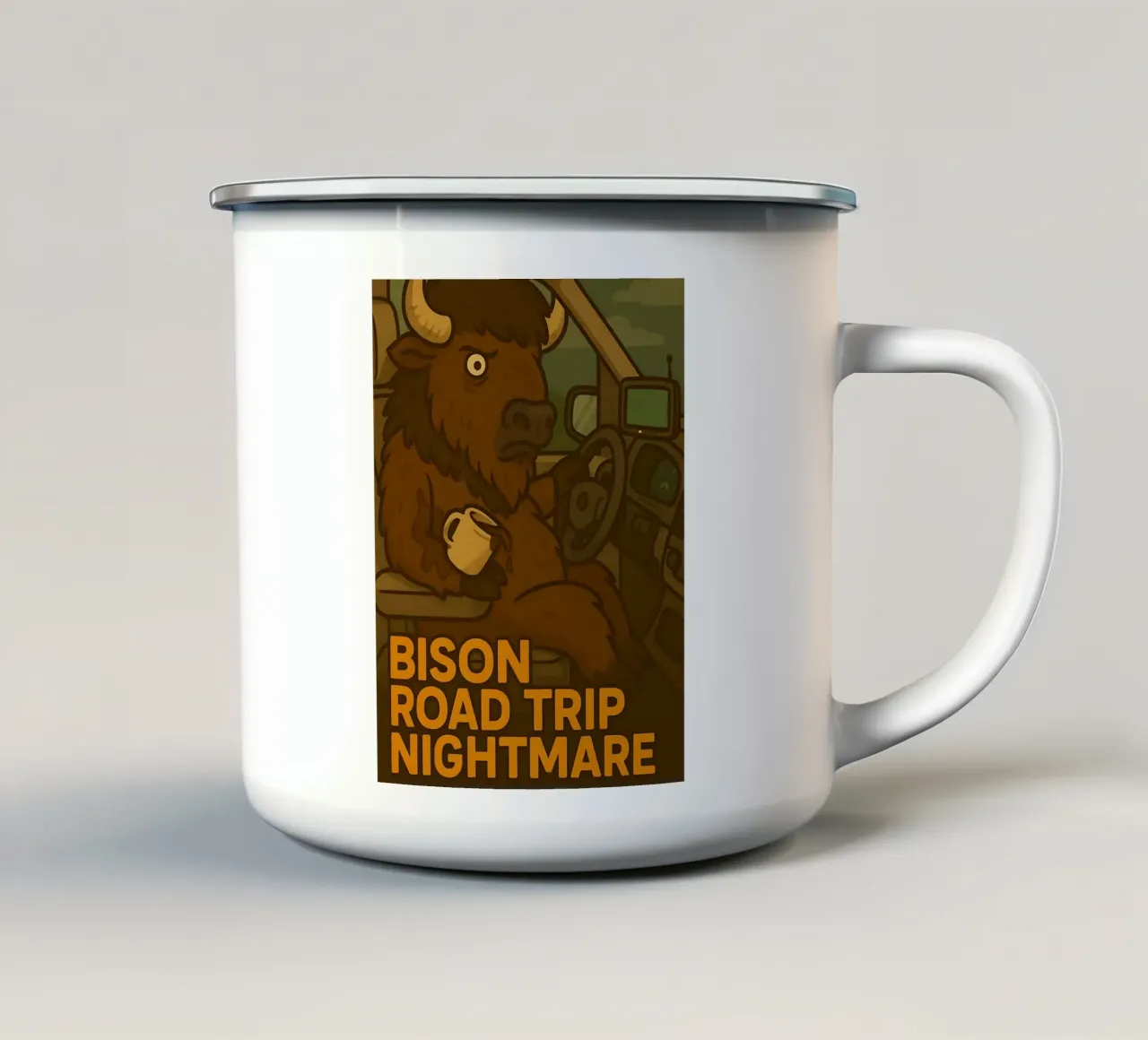 Meme divertente sul bisonte tazza in smalto da Funny Humor Art