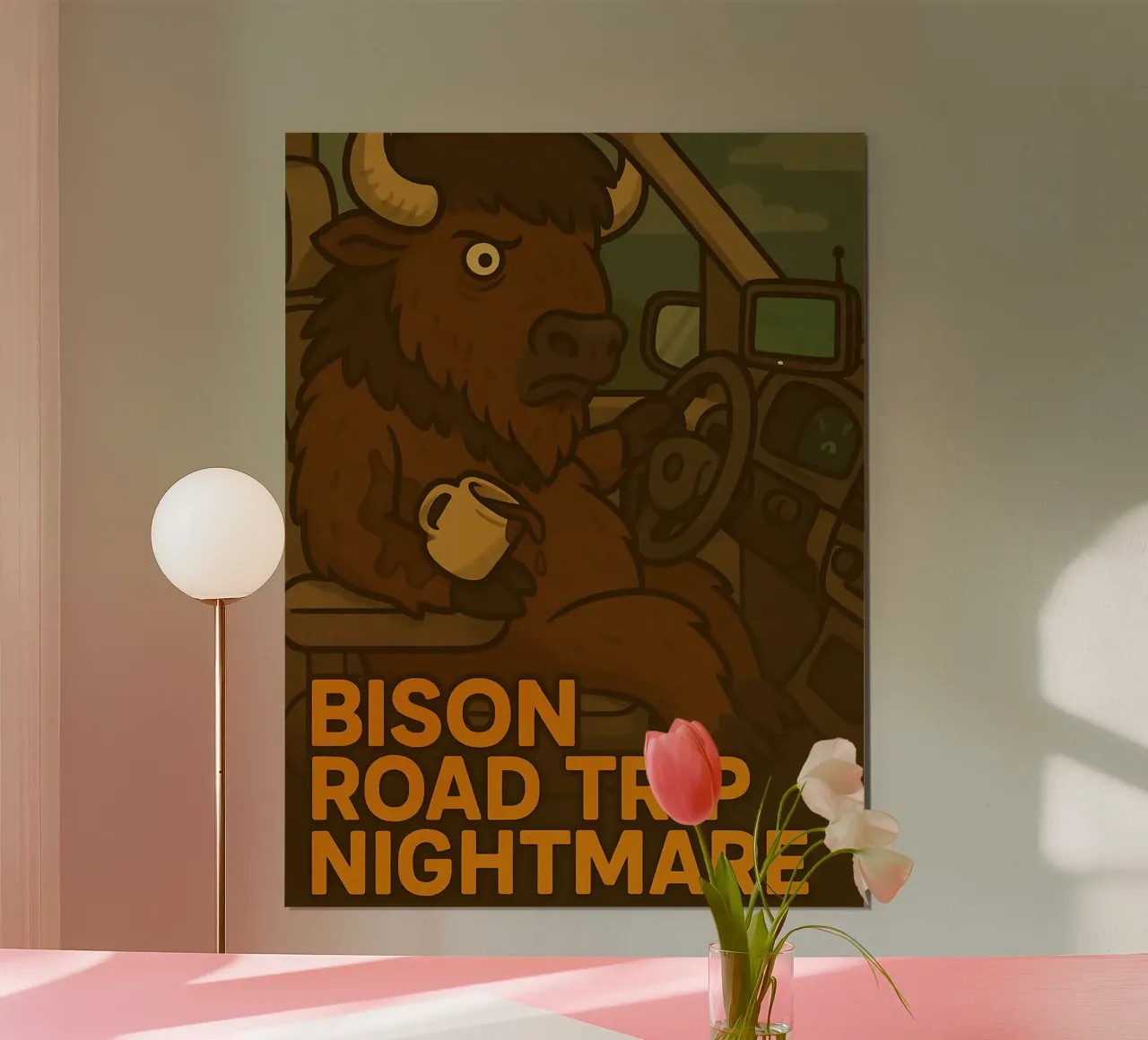 Meme divertente sul bisonte poster con telaio in plastica da Funny Humor Art