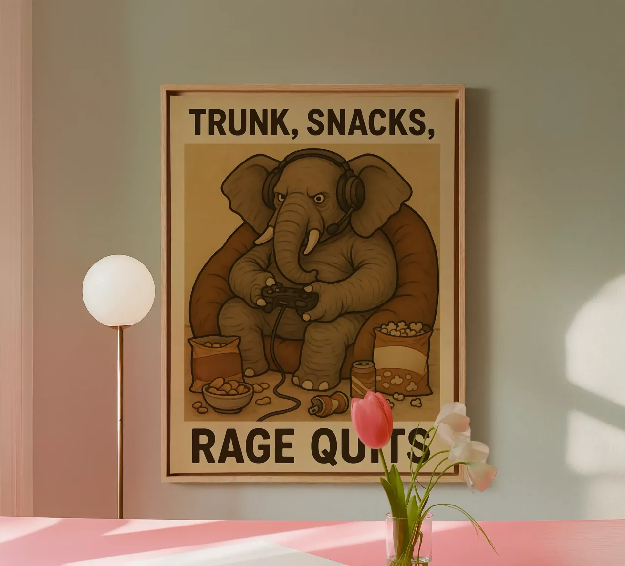 Funny Elephant Meme canvas with Floater frame by Funny Humor Art