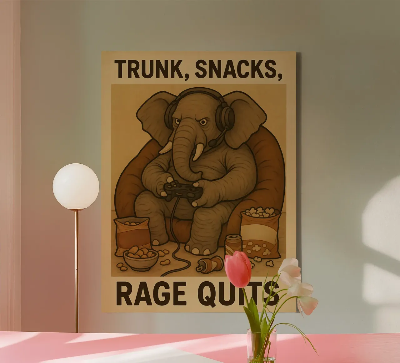 Funny Elephant Meme canvas with Floater frame by Funny Humor Art