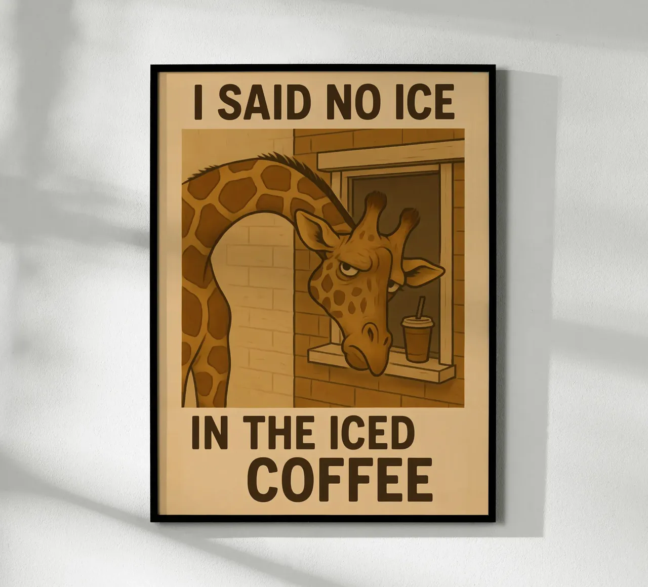 Funny Giraffe Meme poster con telaio in legno da Funny Humor Art