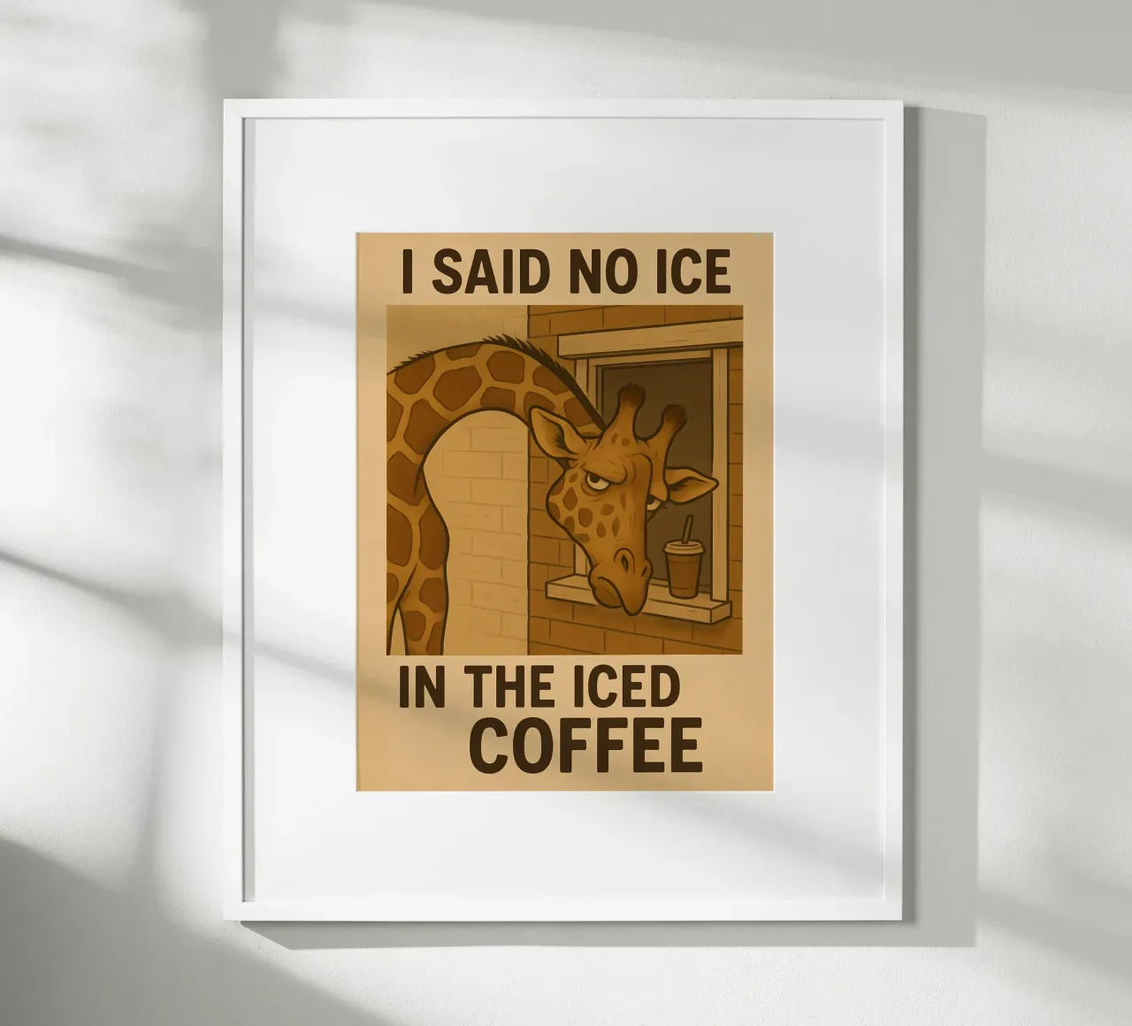 Funny Giraffe Meme poster con telaio in legno da Funny Humor Art