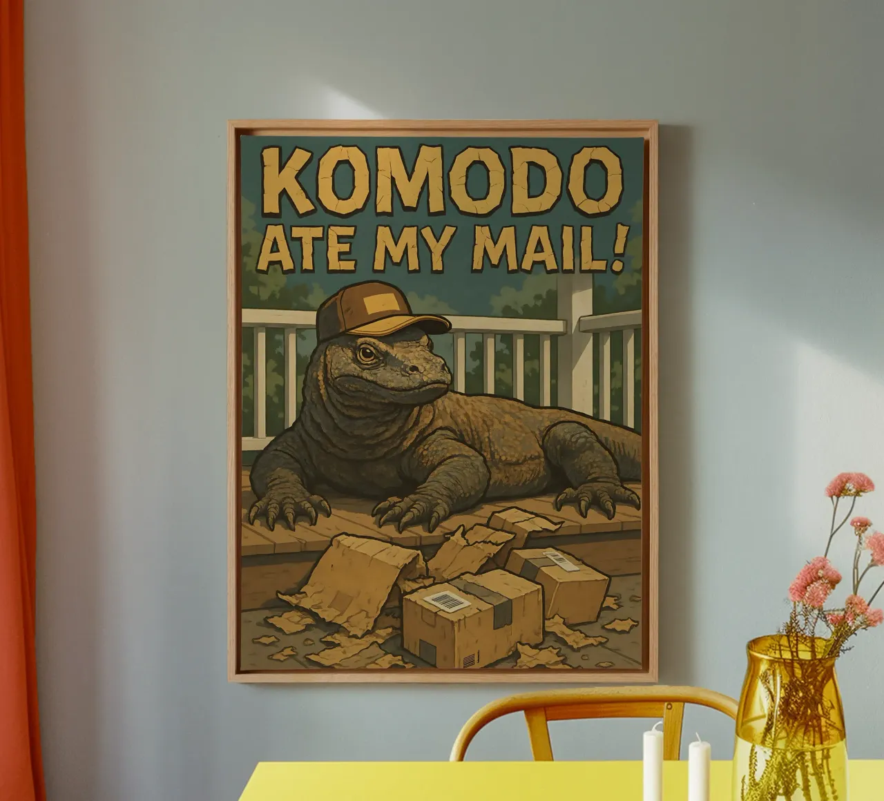 Funny Komodo Meme tela con Cornice a cassetta da Funny Humor Art