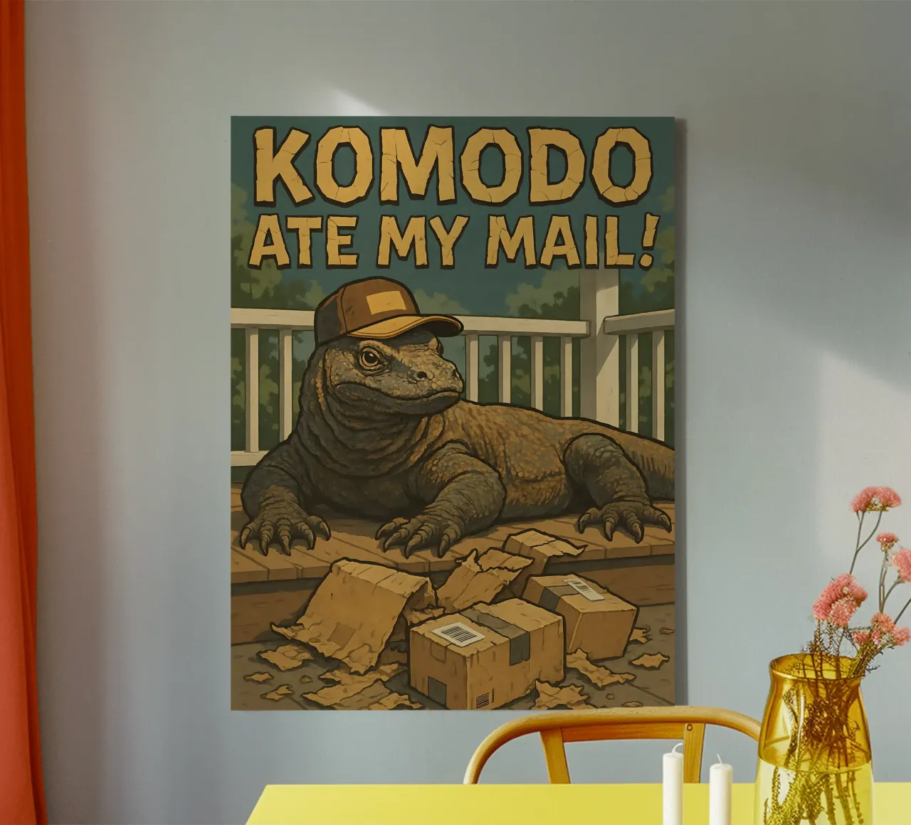 Funny Komodo Meme tela con Cornice a cassetta da Funny Humor Art