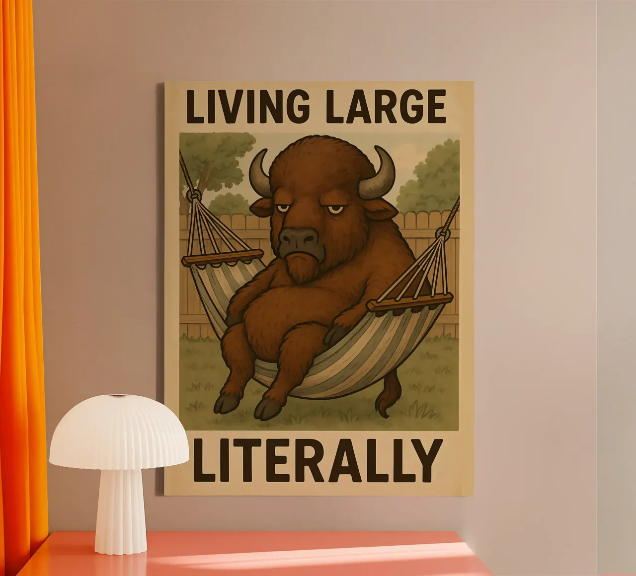 Funny Buffalo Meme canvas with Floater frame by Funny Humor Art