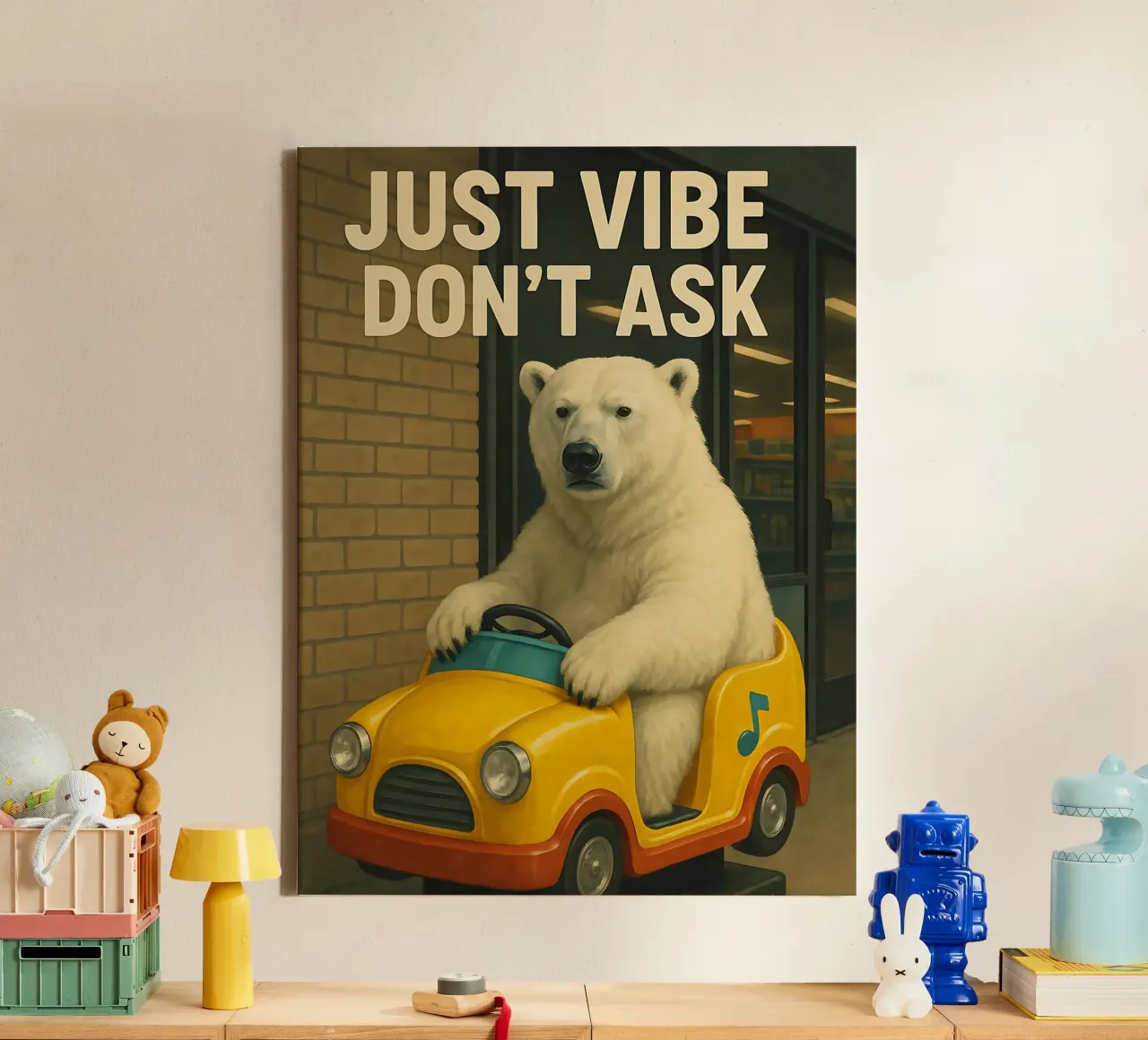 Grappige ijsbeer meme canvas met Baklijst van Funny Humor Art
