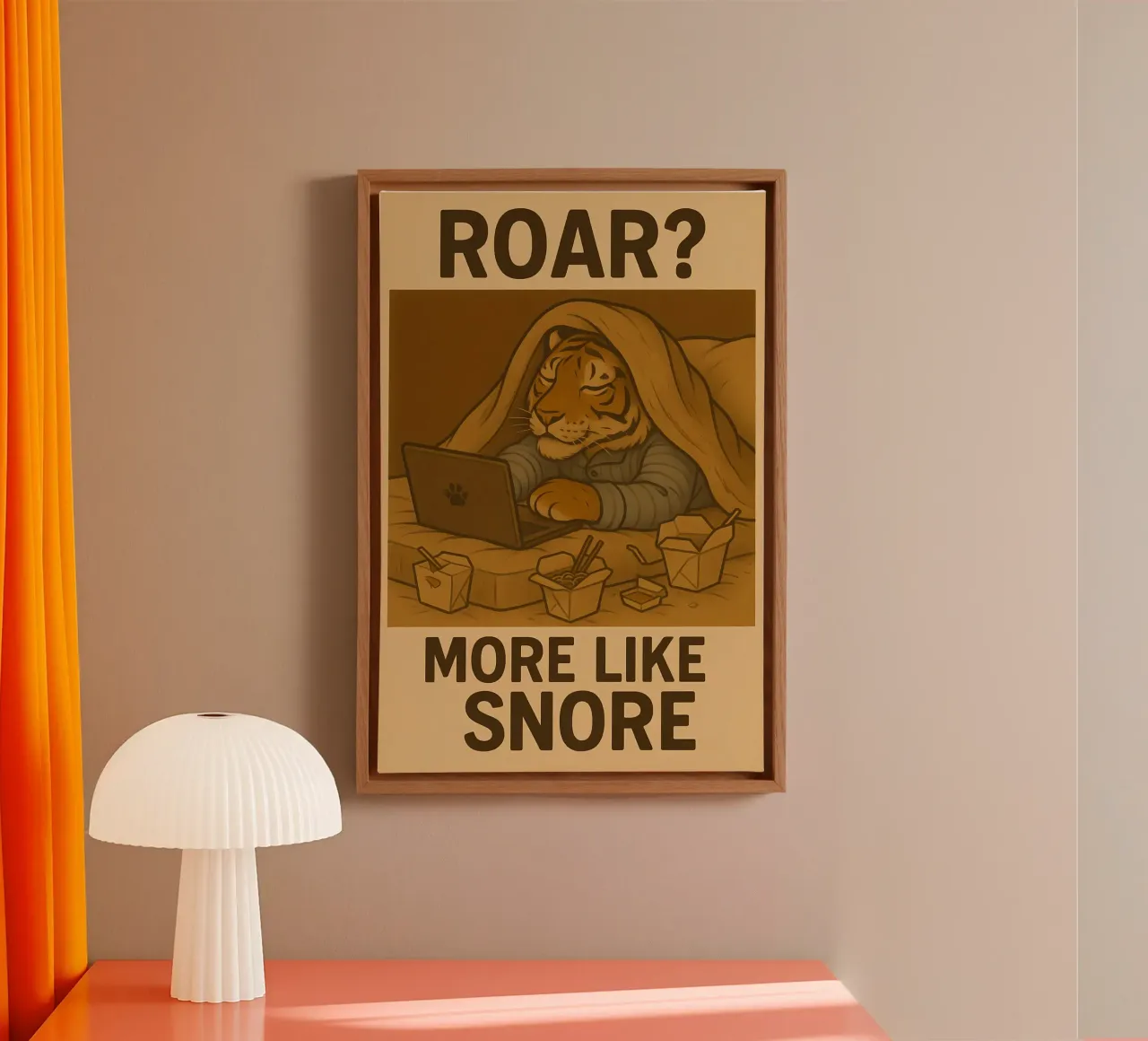 Grappige tijger meme canvas met Baklijst van Funny Humor Art
