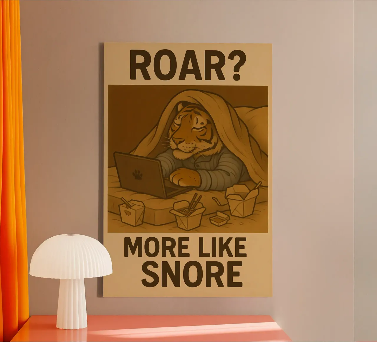 Grappige tijger meme canvas met Baklijst van Funny Humor Art