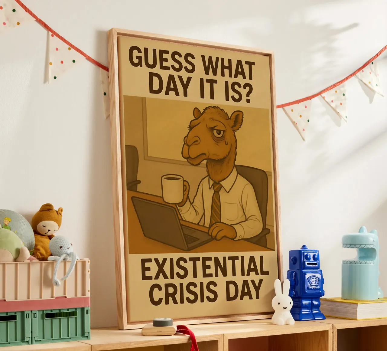 Funny Camel Meme canvas with Floater frame by Funny Humor Art
