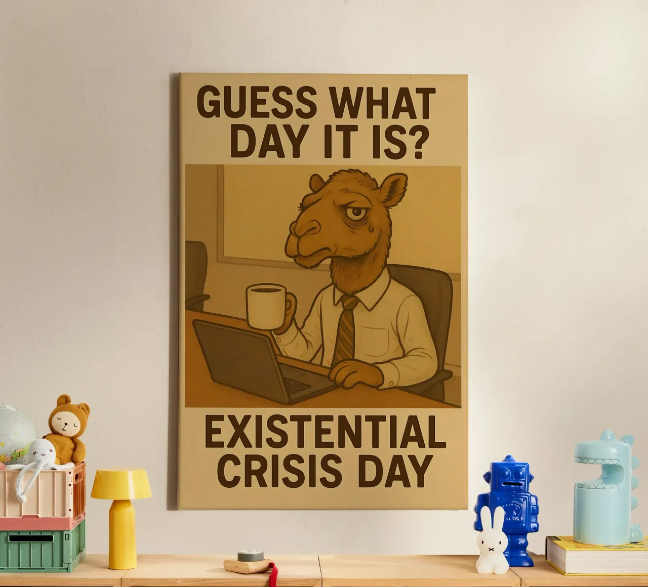 Funny Camel Meme canvas with Floater frame by Funny Humor Art