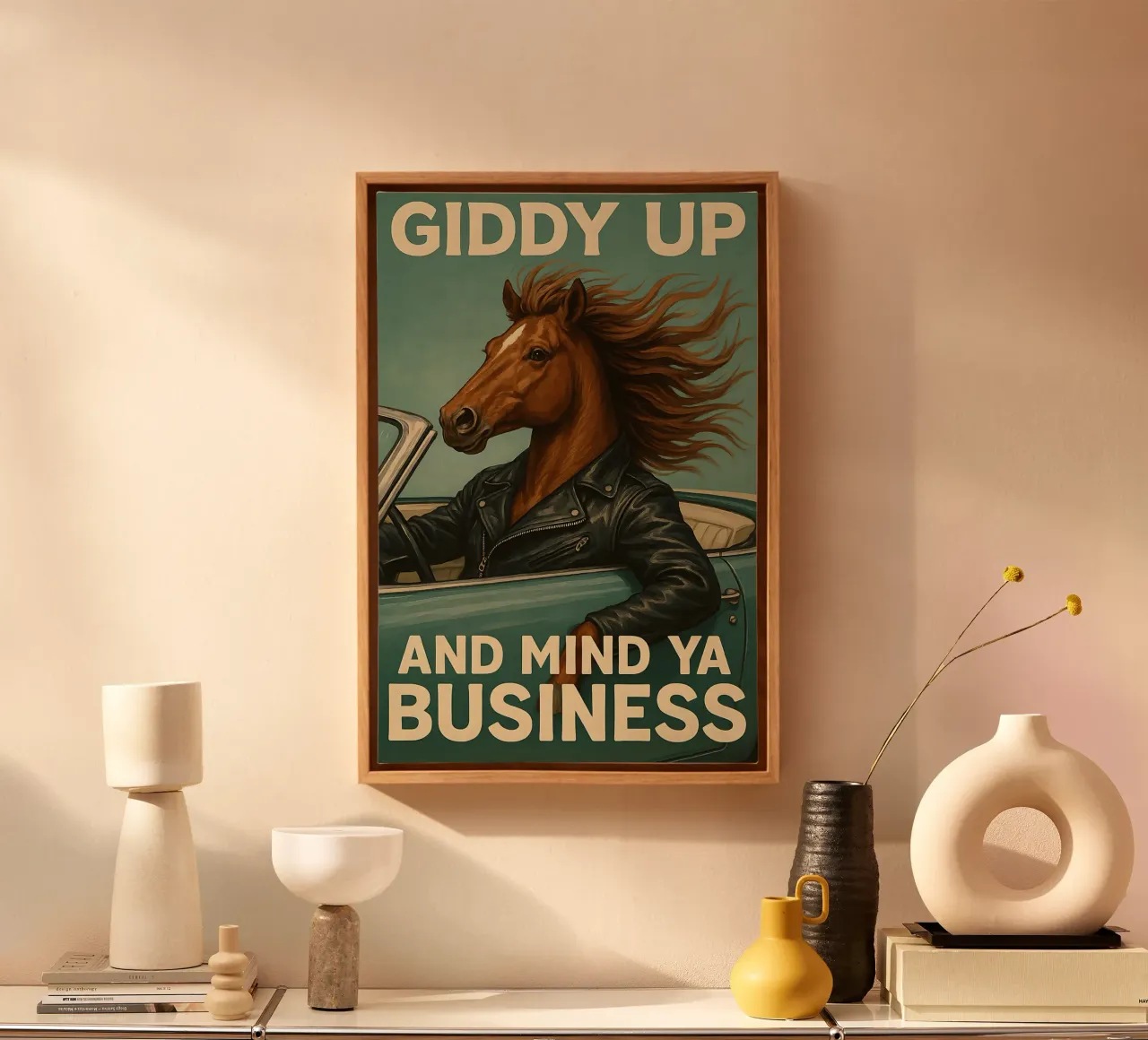 Grappig paard meme canvas met Baklijst van Funny Humor Art