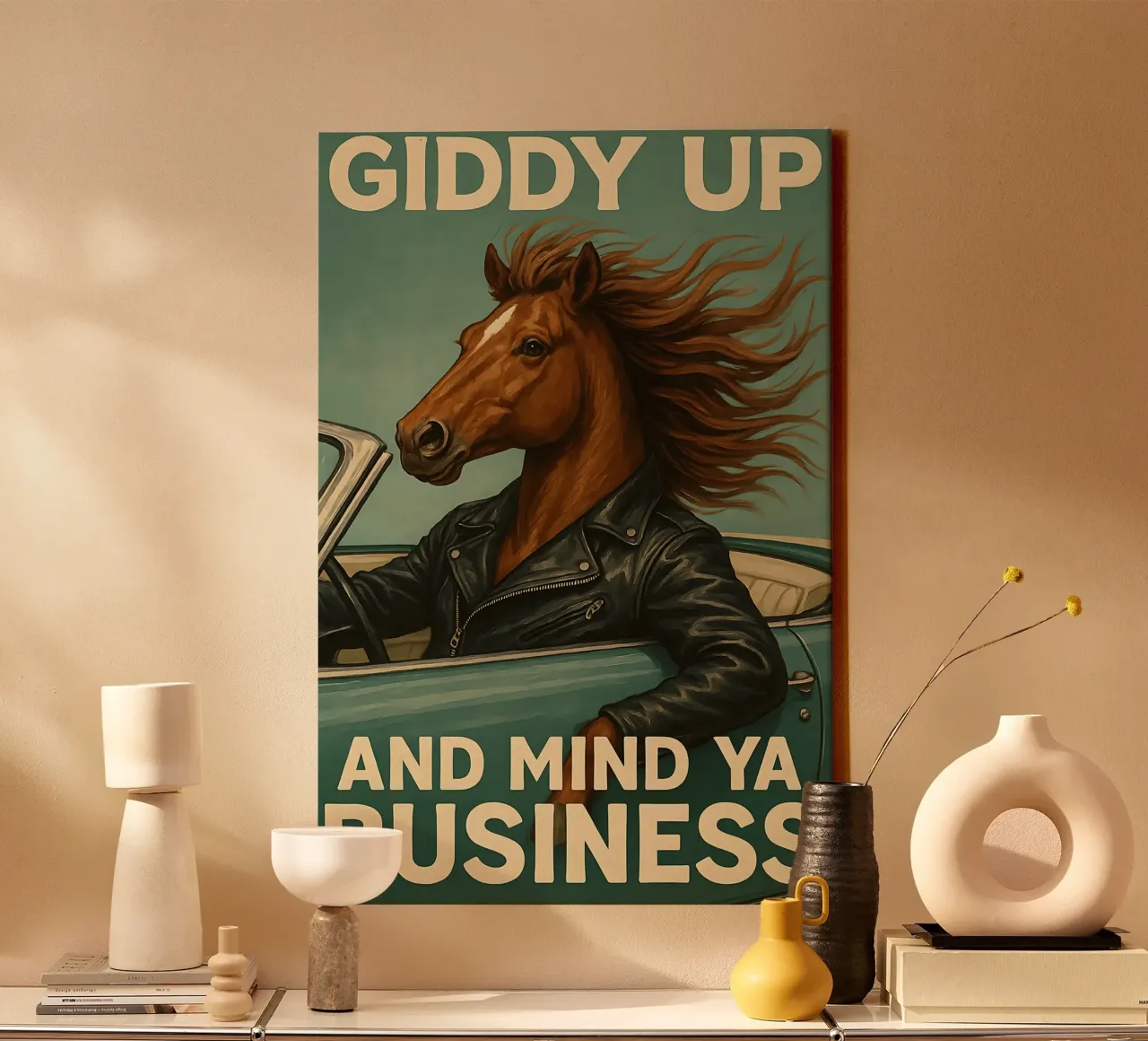 Grappig paard meme canvas met Baklijst van Funny Humor Art