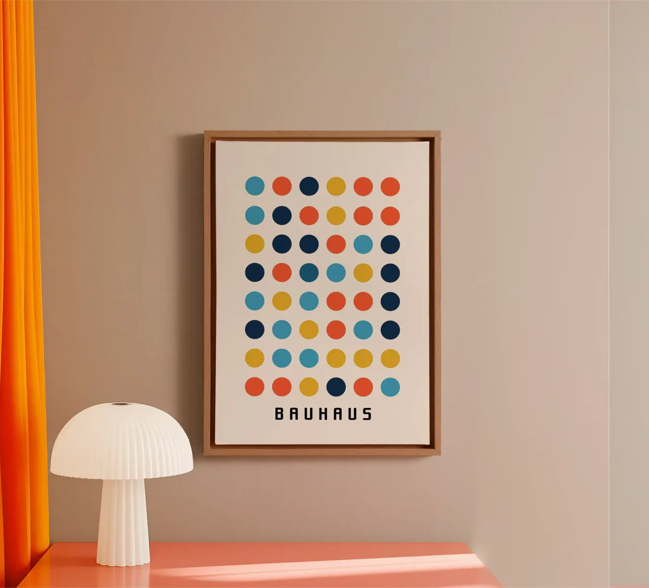 circles dots grid pattern canvas with Floater frame by Janine P McGuire