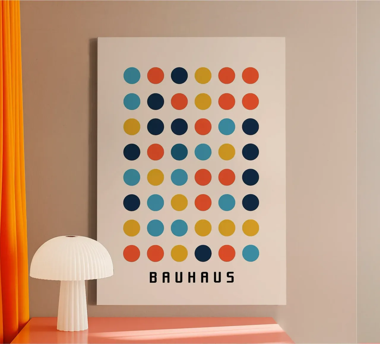 circles dots grid pattern canvas with Floater frame by Janine P McGuire