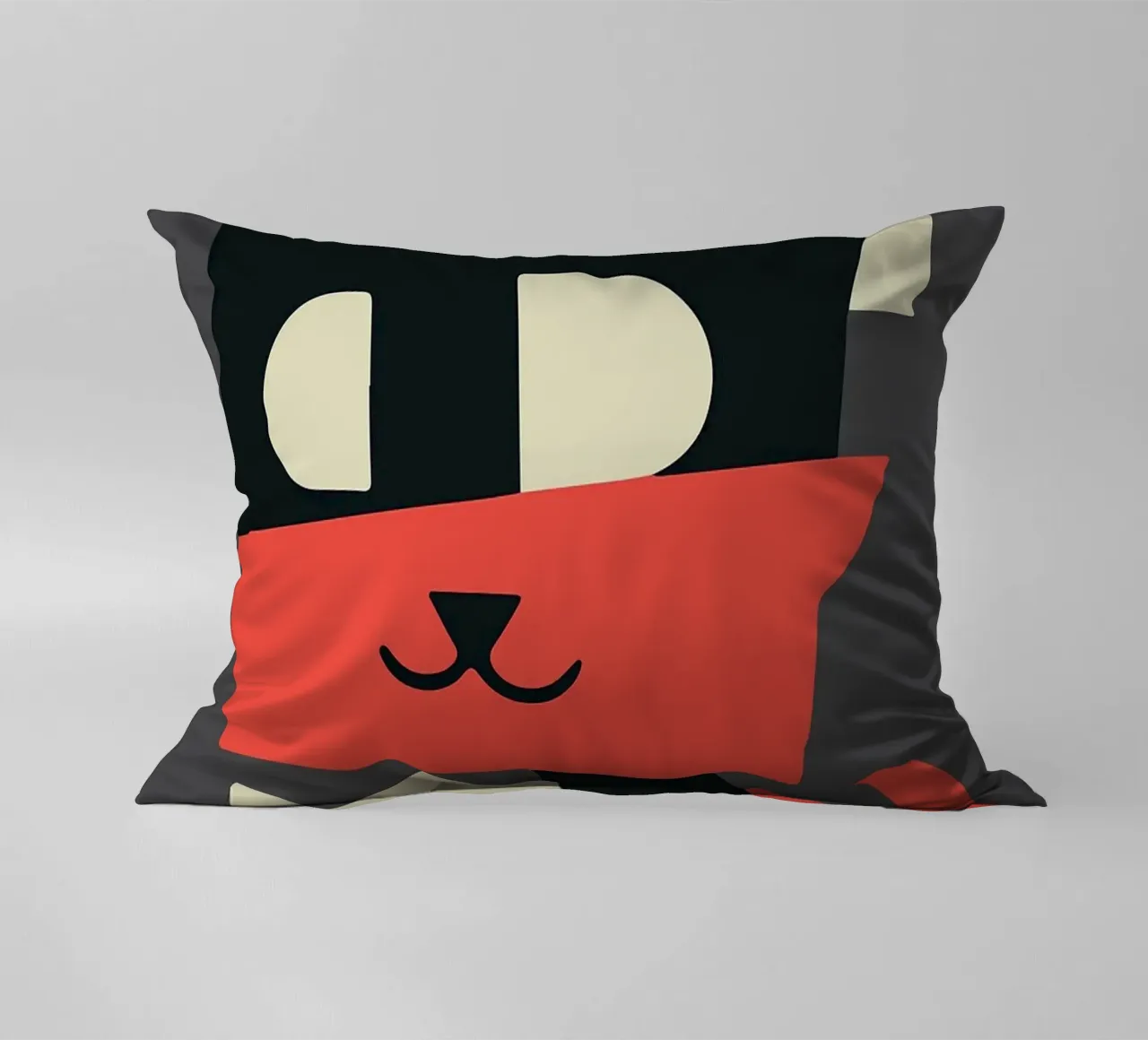 gatto forme geometriche sciarpa rossa cuscino da Janine P McGuire