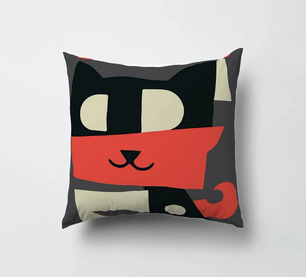 gatto forme geometriche sciarpa rossa cuscino da Janine P McGuire