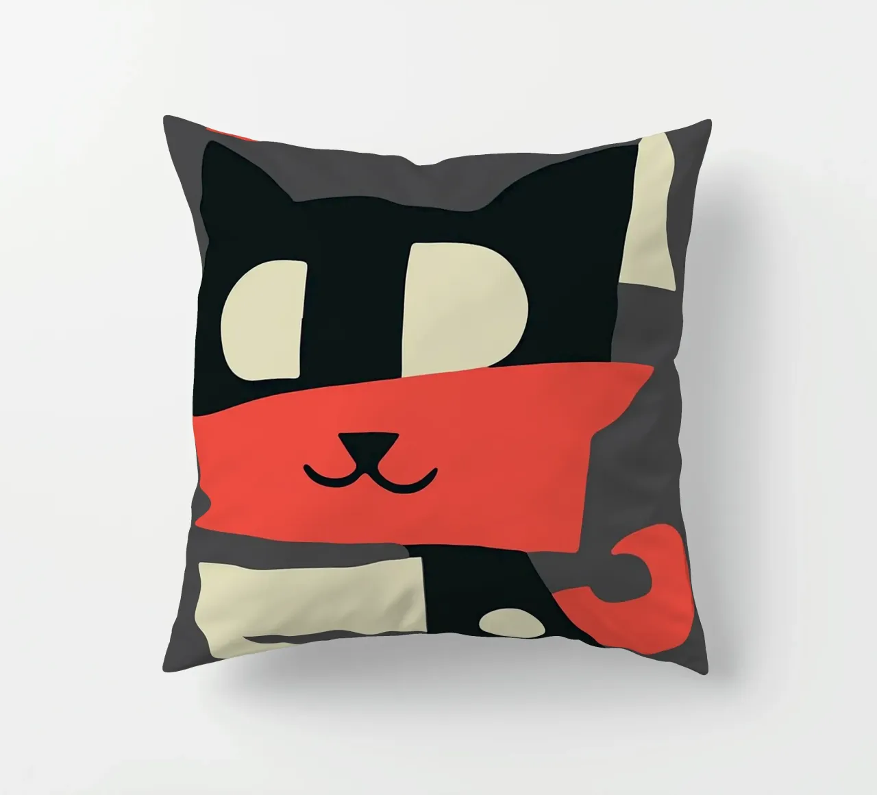 gatto forme geometriche sciarpa rossa cuscino da Janine P McGuire