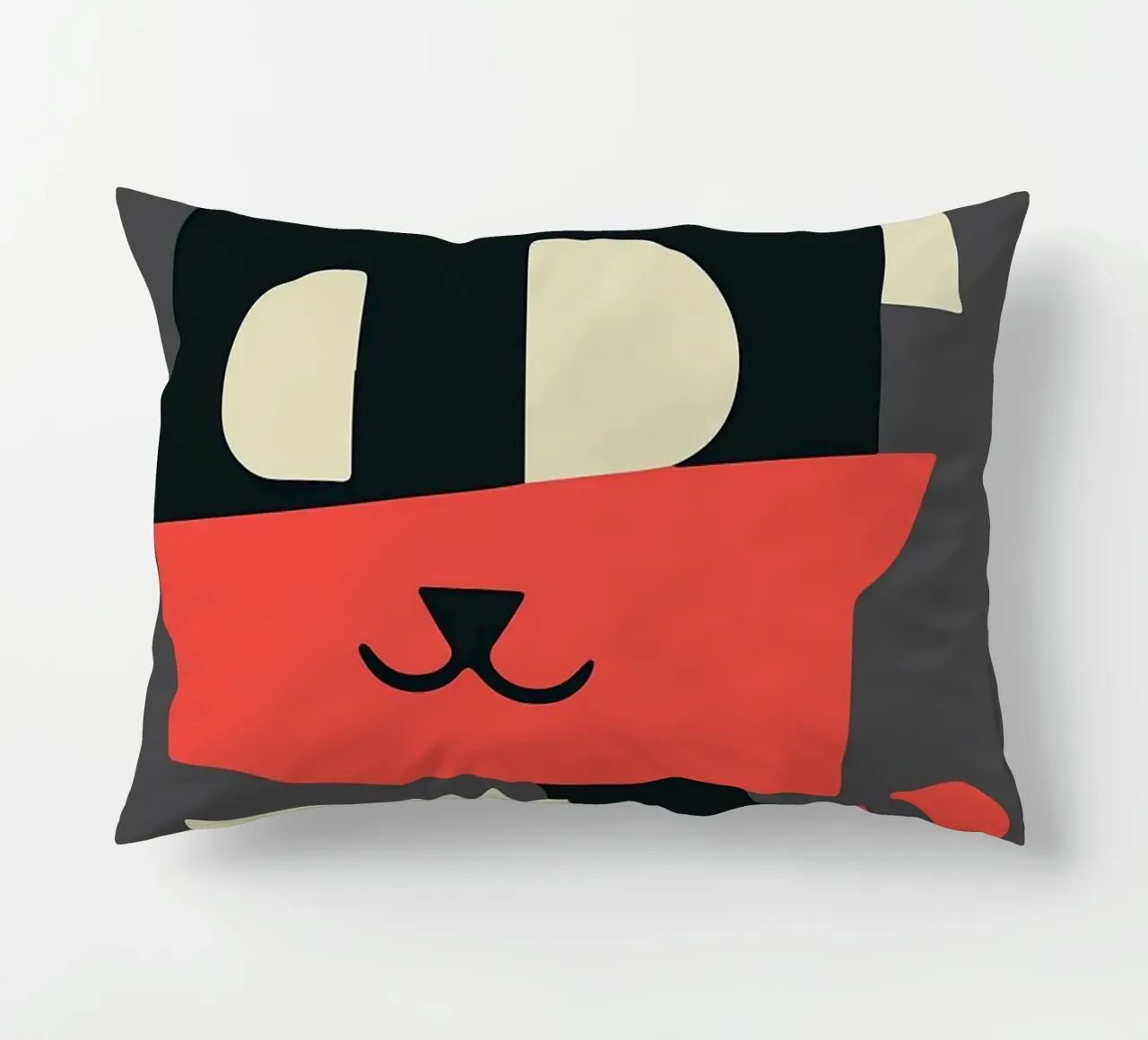gatto forme geometriche sciarpa rossa cuscino da Janine P McGuire