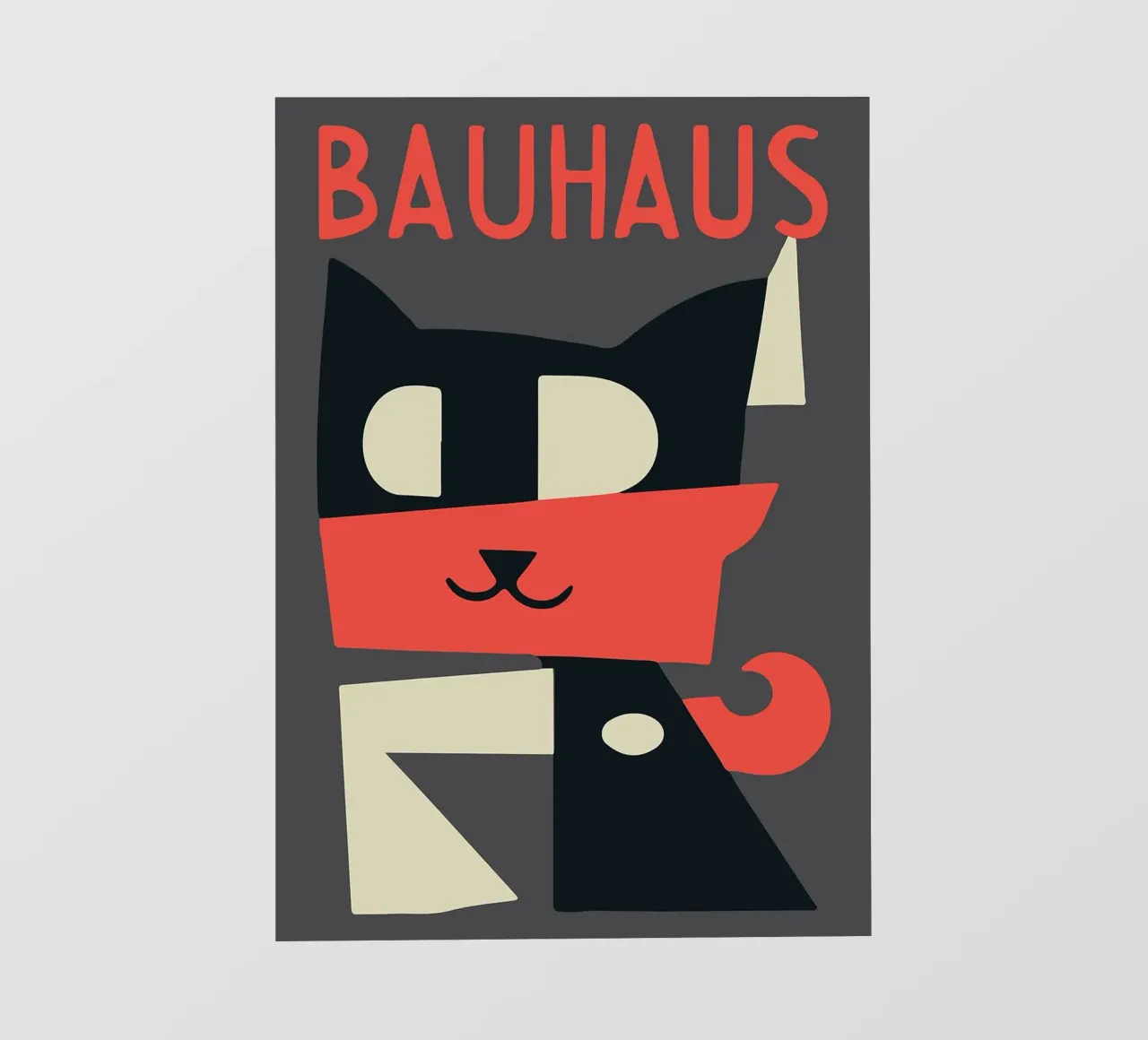 gatto forme geometriche sciarpa rossa pellicola backlit da Janine P McGuire