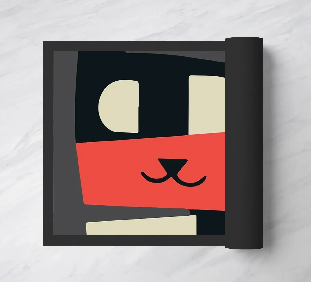 gatto forme geometriche sciarpa rossa zerbino da Janine P McGuire