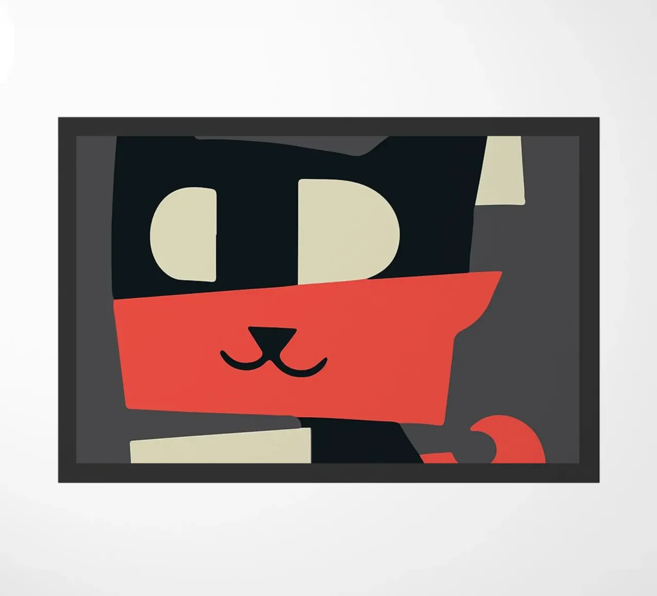 gatto forme geometriche sciarpa rossa zerbino da Janine P McGuire