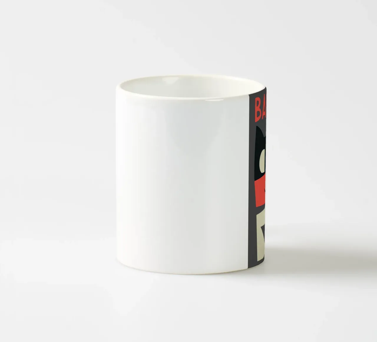 gatto forme geometriche sciarpa rossa tazza in ceramica da Janine P McGuire