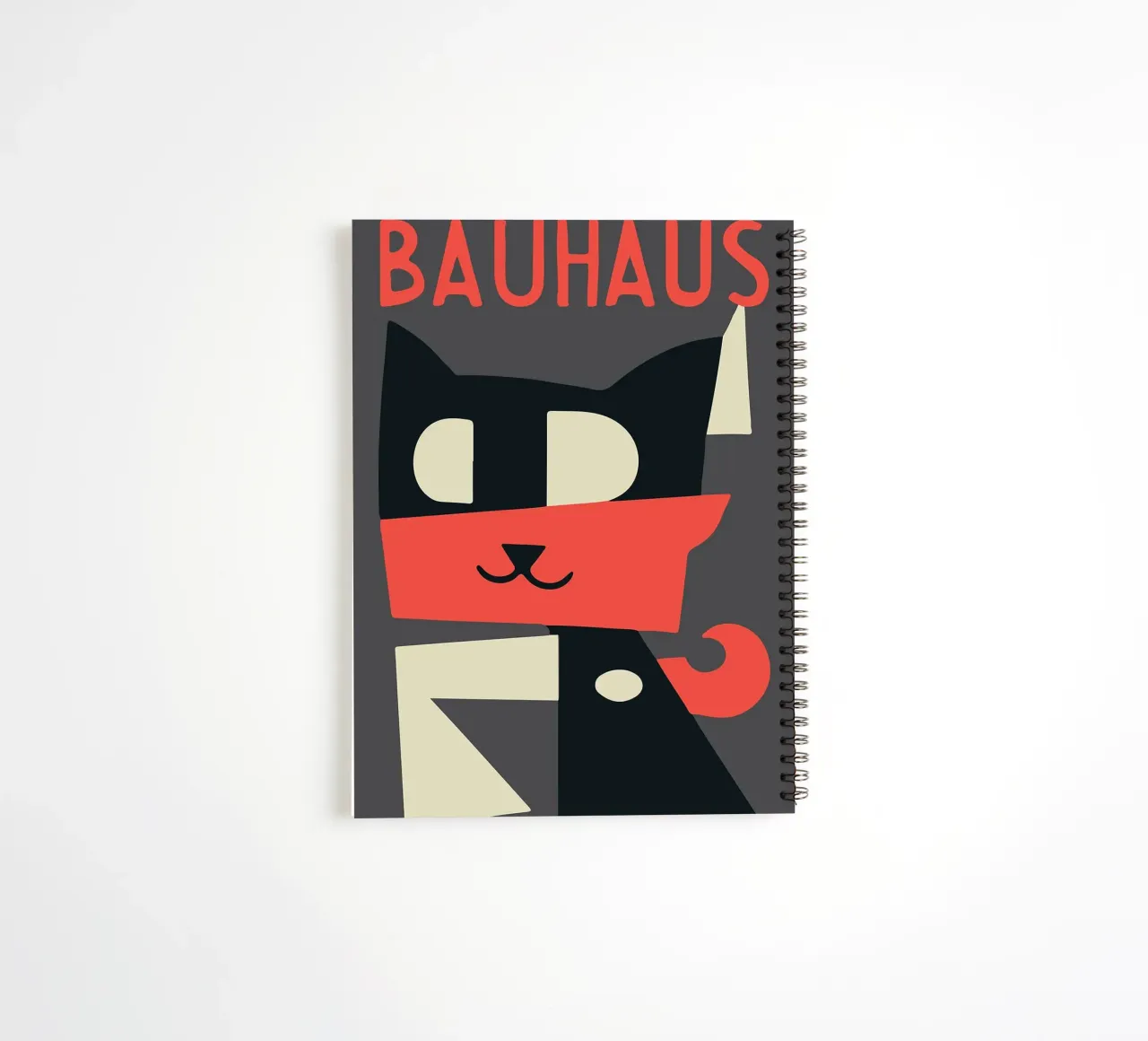 gatto forme geometriche sciarpa rossa diario ad anelli da Janine P McGuire
