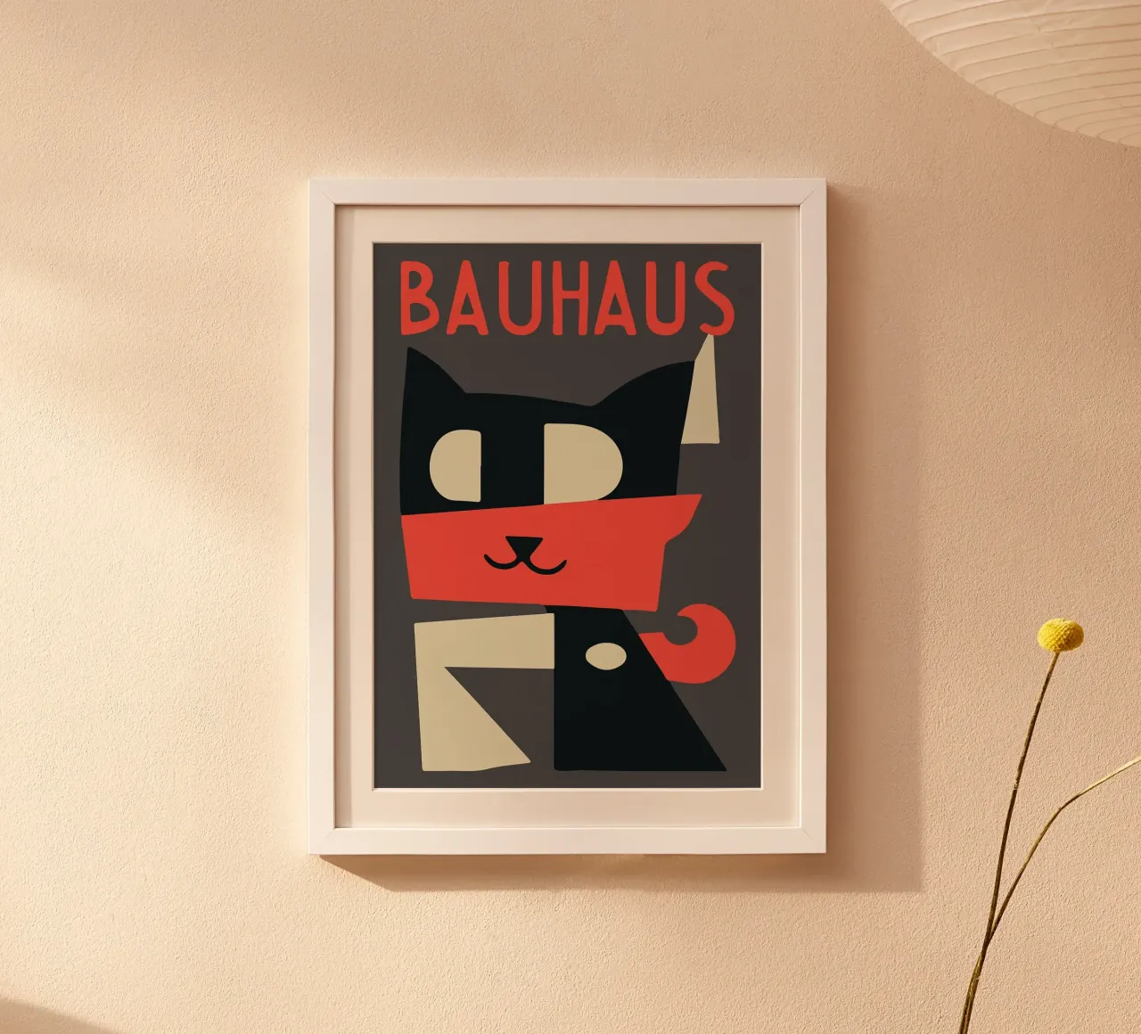 gatto forme geometriche sciarpa rossa carta hahnemühle da Janine P McGuire