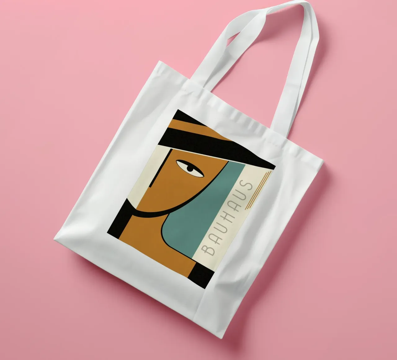 viso occhio forme geometriche borsa in juta da Janine P McGuire