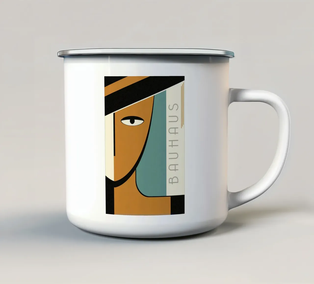 cara ojo formas geométricas taza de esmalte de Janine P McGuire