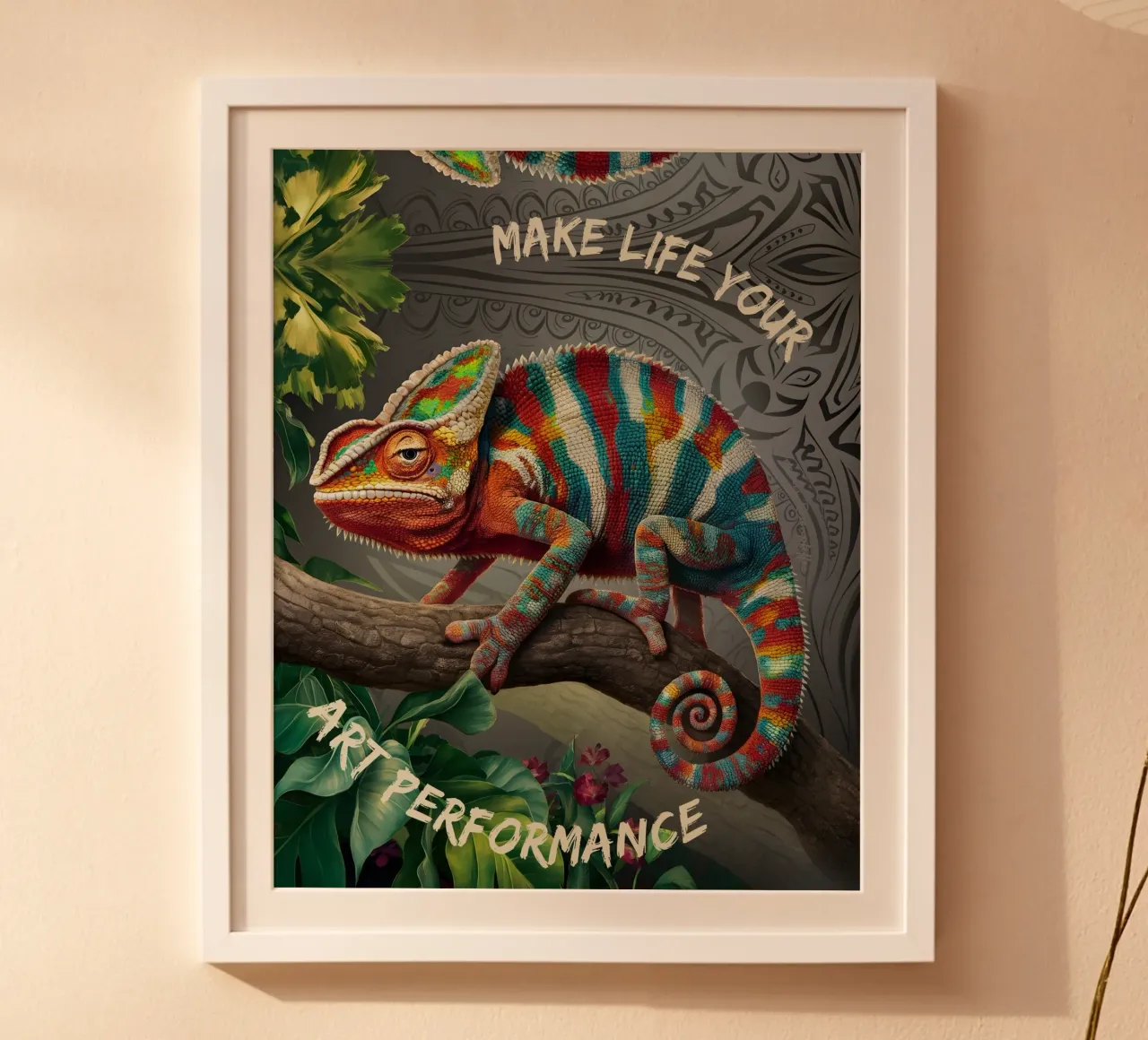 bezauberndes Chamäleon "fai della vita la tua performance d'arte" poster da lessstressnerd