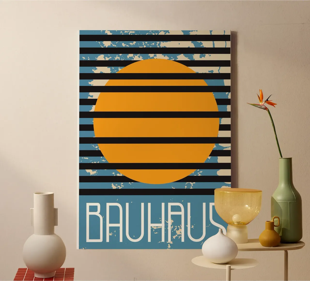 sun lines stripes silhouette canvas by Purrfect Whiskers Art