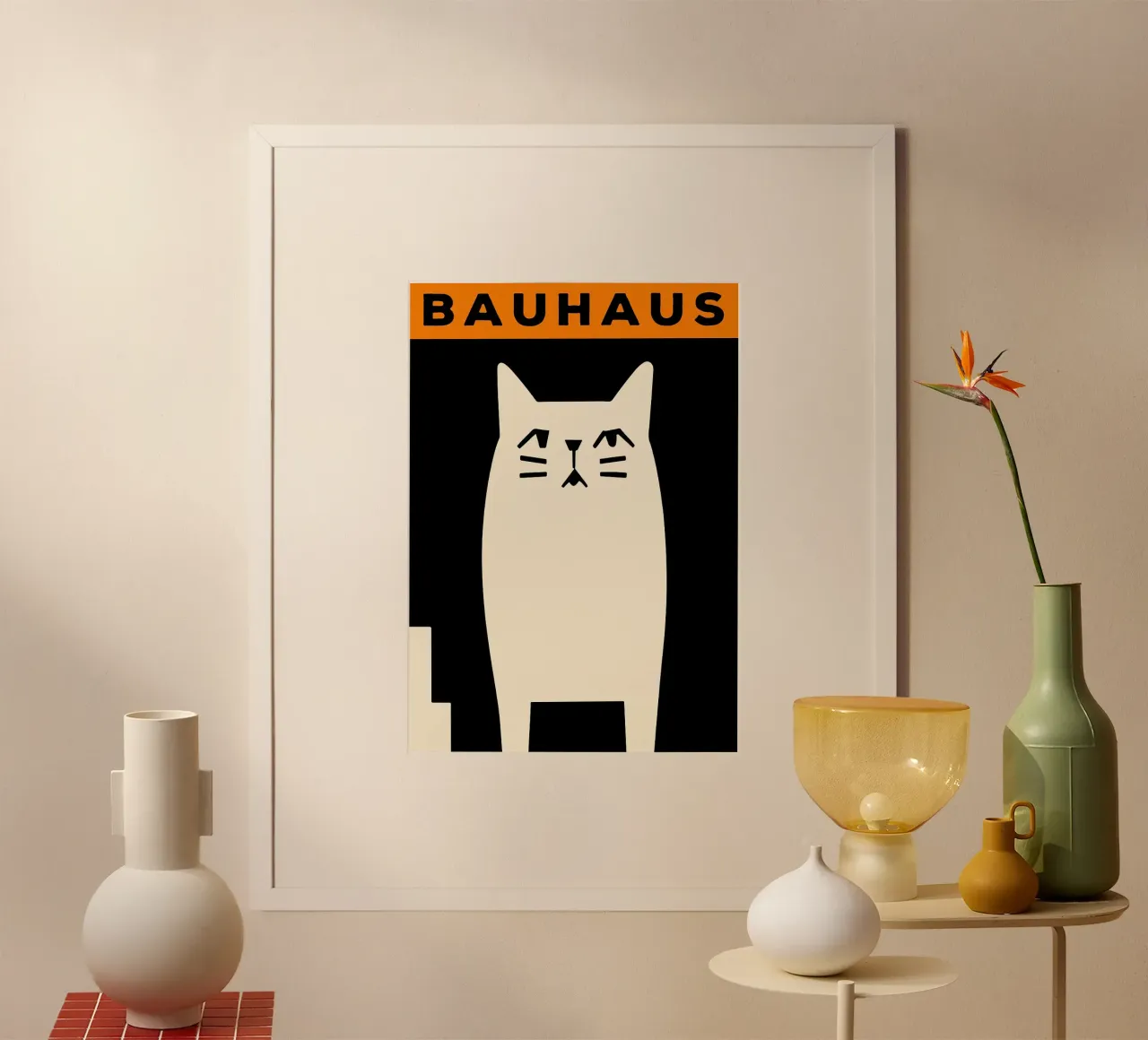 lettere di testo gatto arancione poster con telaio in plastica da Purrfect Whiskers Art