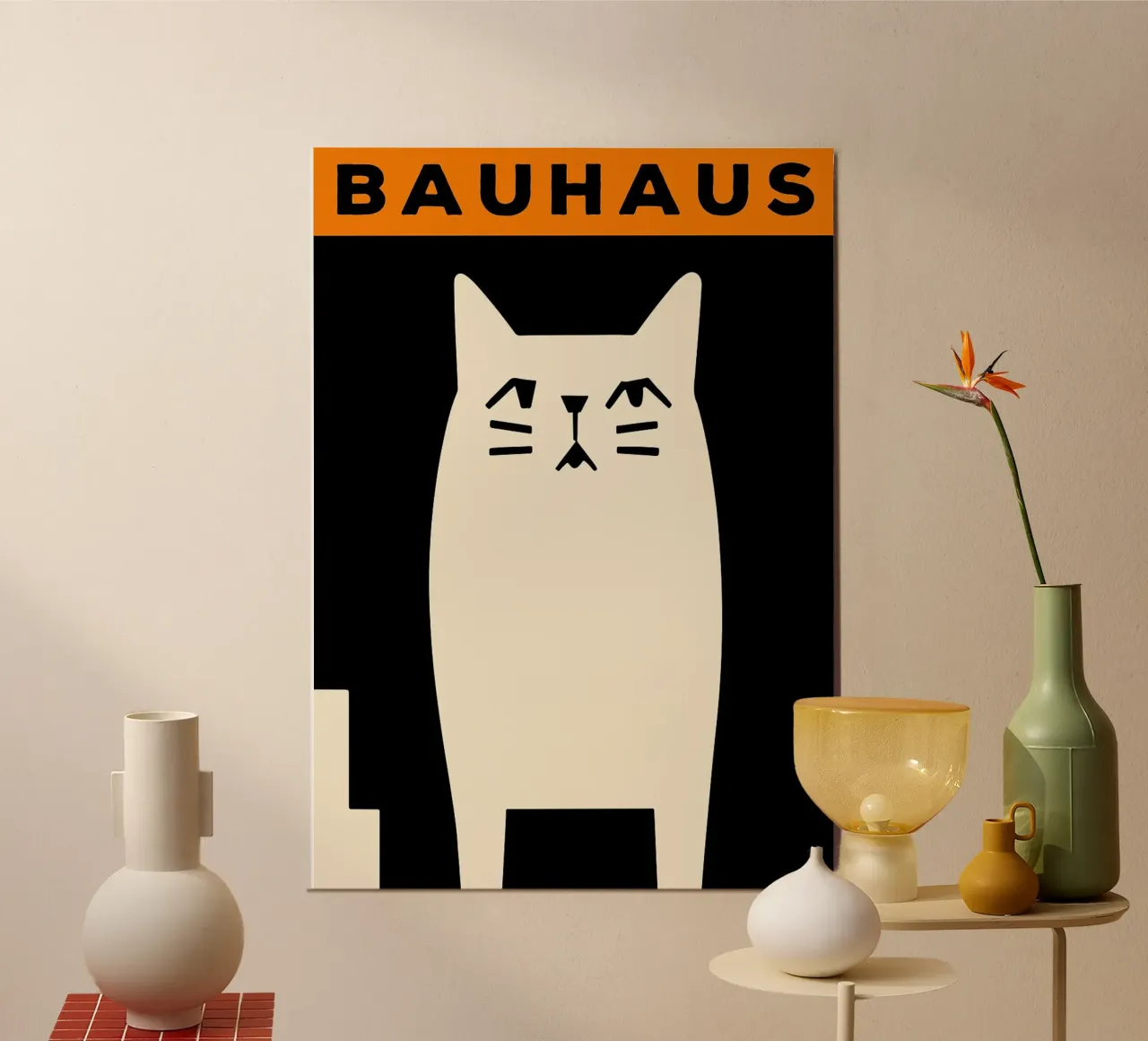 lettere di testo gatto arancione poster con telaio in plastica da Purrfect Whiskers Art