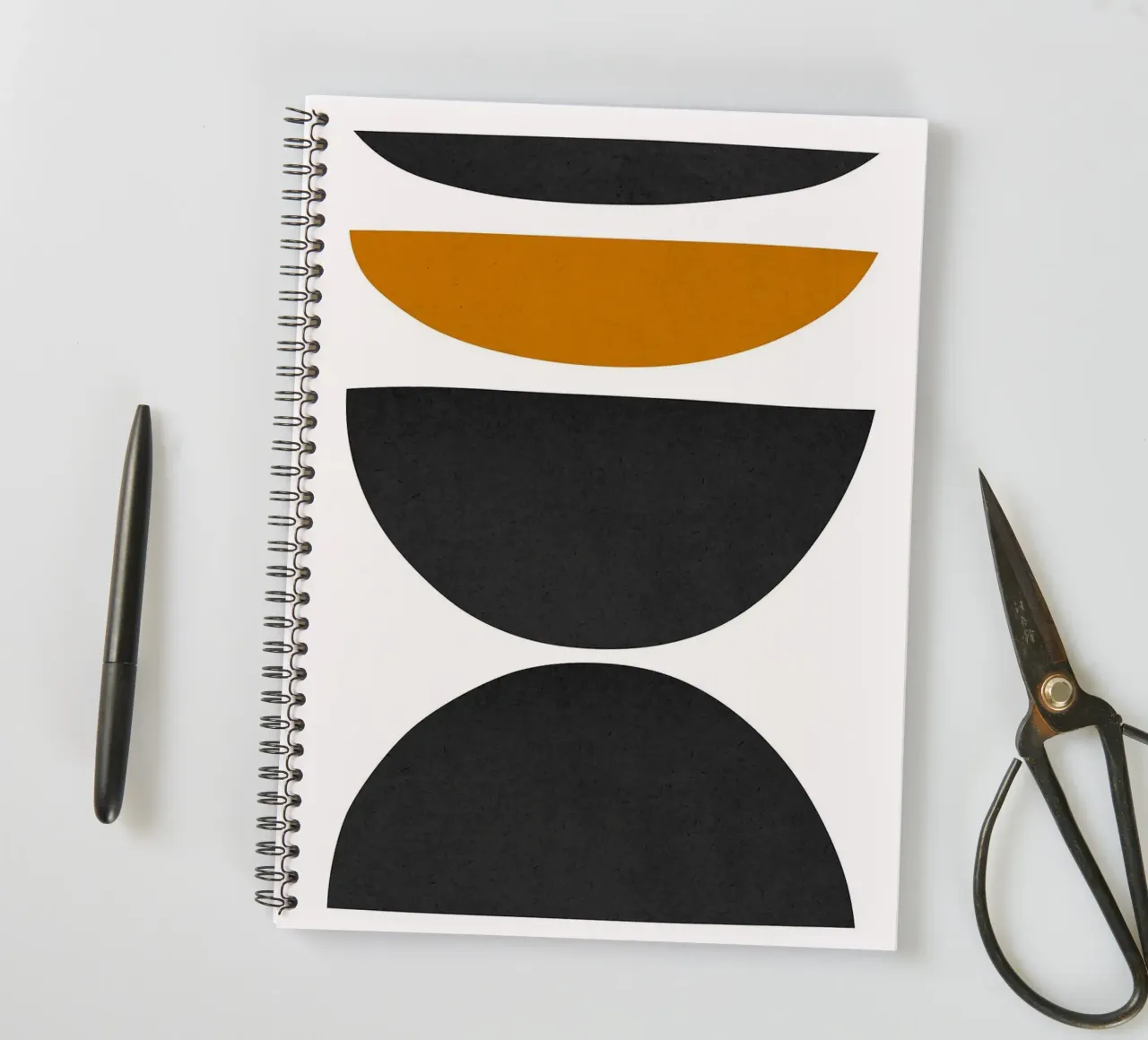 geometric shapes semicircles spiral notebook by Purrfect Whiskers Art