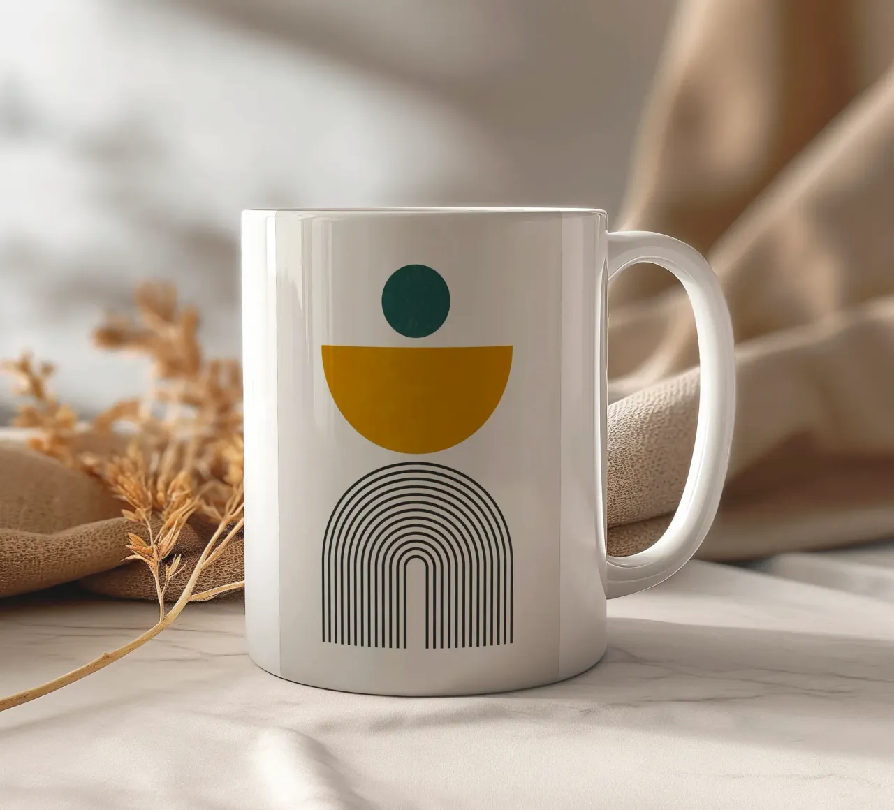 semicerchio cerchio linee d'arco tazza in ceramica da Purrfect Whiskers Art