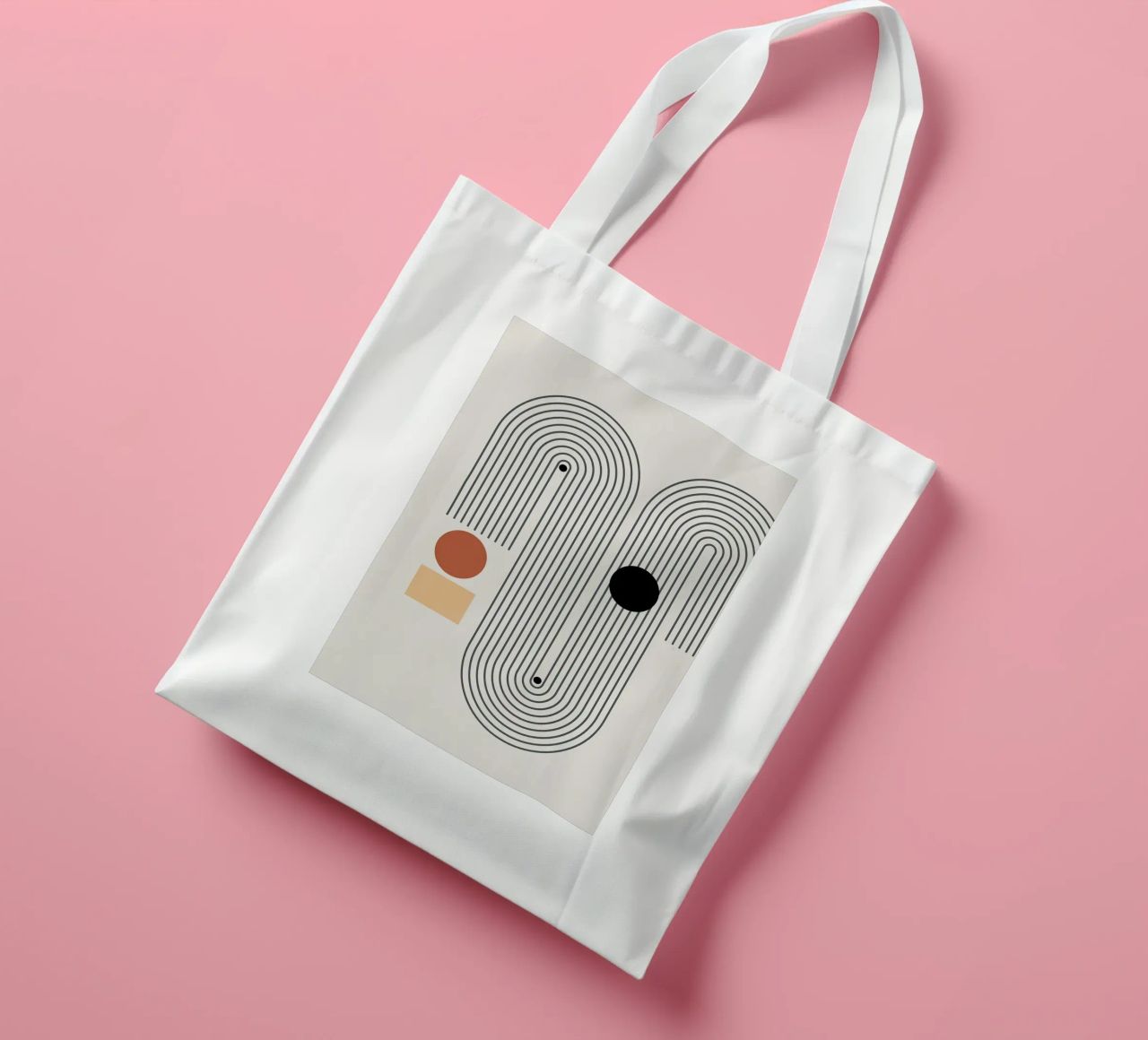 forme geometriche modelli di linee cerchi archi borsa in juta da Purrfect Whiskers Art