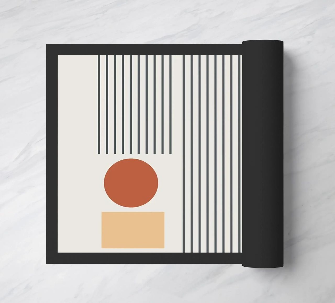 geometric shapes line patterns circles arcs doormat by Purrfect Whiskers Art
