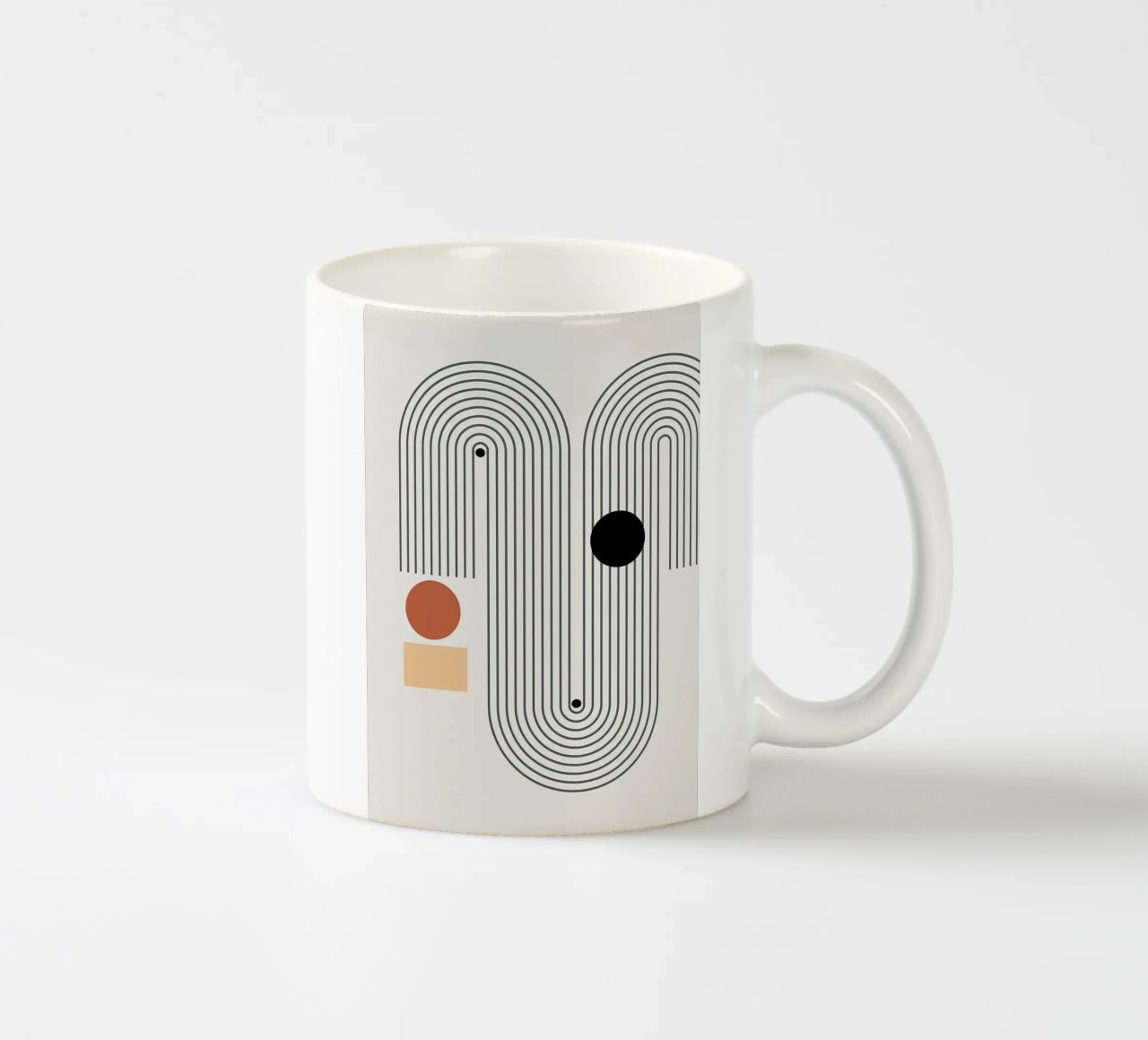 forme geometriche modelli di linee cerchi archi tazza in ceramica da Purrfect Whiskers Art